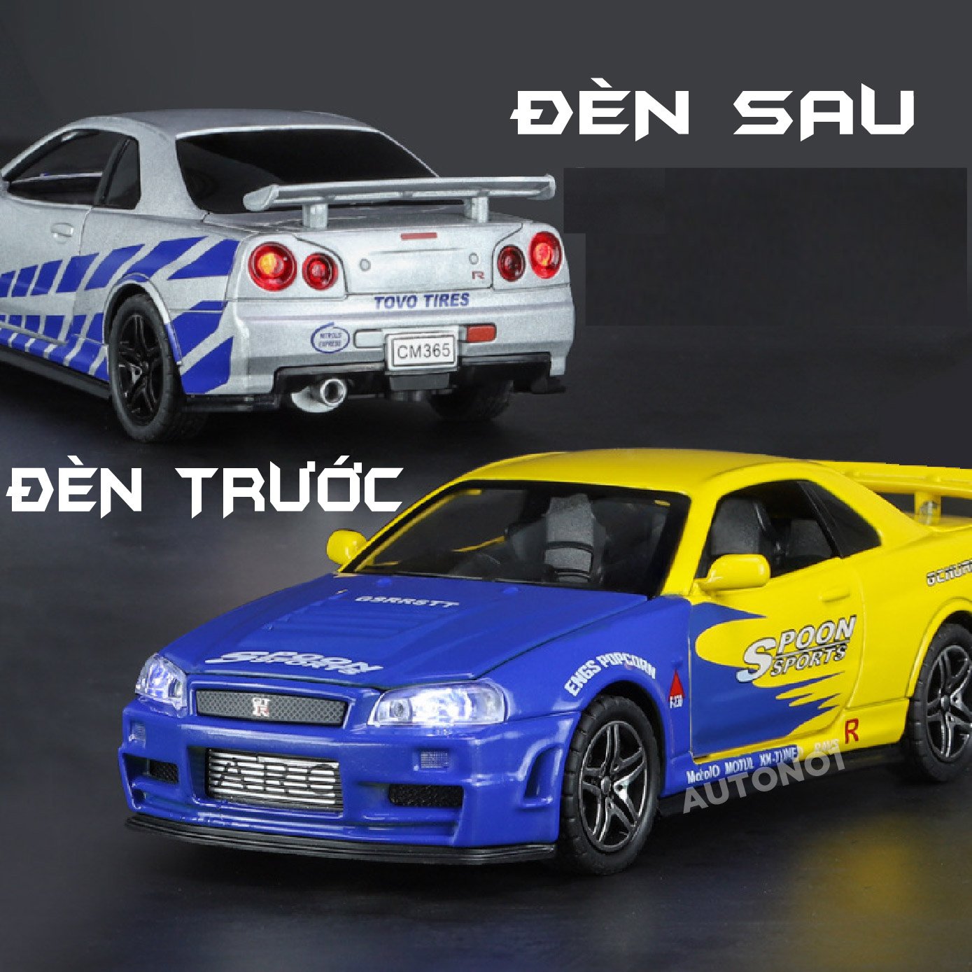  Mô hình xe Nissan GT-R R34 có âm thanh - đèn - full open tỉ lệ 1:32 Chimei model OT459 
