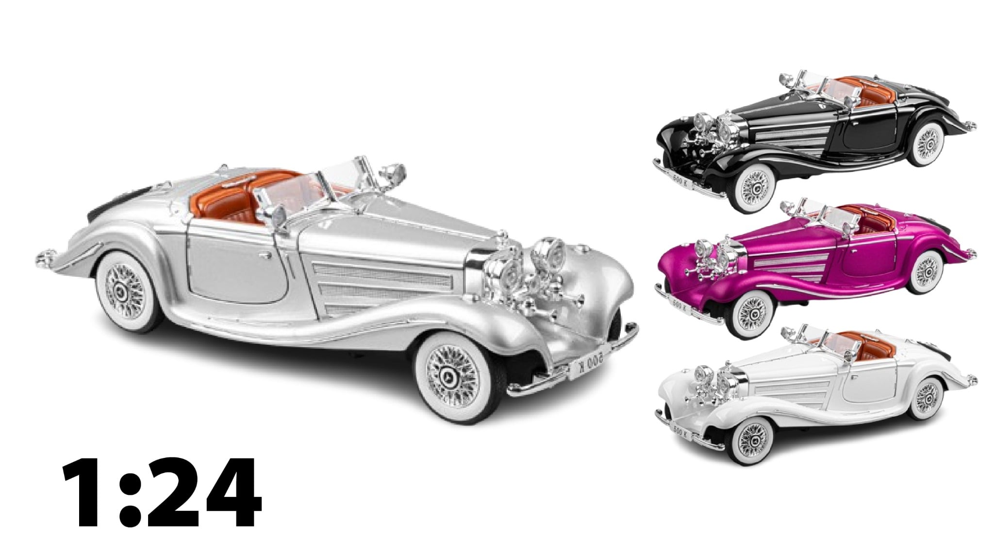  Mô hình xe ô tô Mercedes- Benz 500K tỉ lệ 1:24 Chezhi OT552 