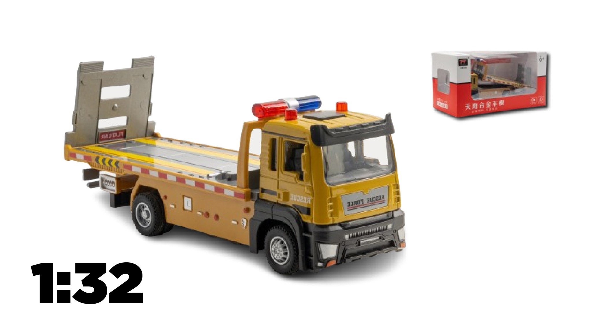  Mô hình xe tải cứu hộ có đèn và âm thanh tỉ lệ 1:32 Alloy Model OT475 