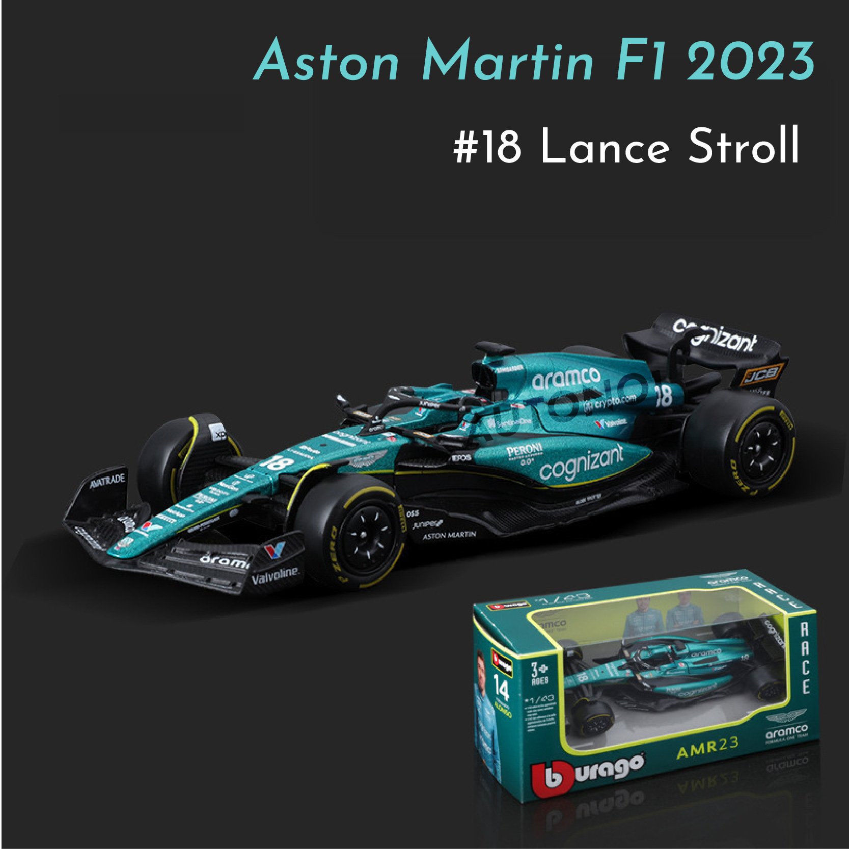  Mô hình xe đua F1 Formula Aston Martin 2023 AMR23 tỉ lệ 1:43 Bburago OT43003 18-38190 