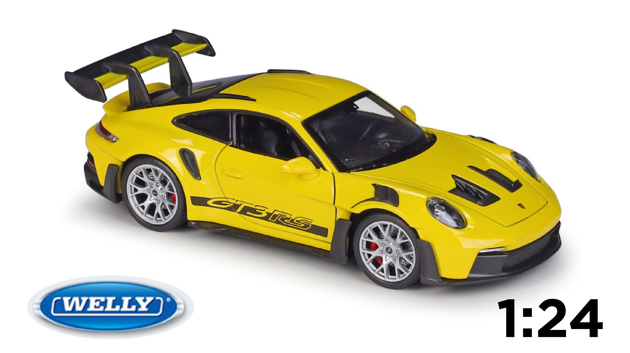  Mô hình xe Porsche 911 (992) GT3 RS Yellow tỉ lệ 1:24 Welly OT456 