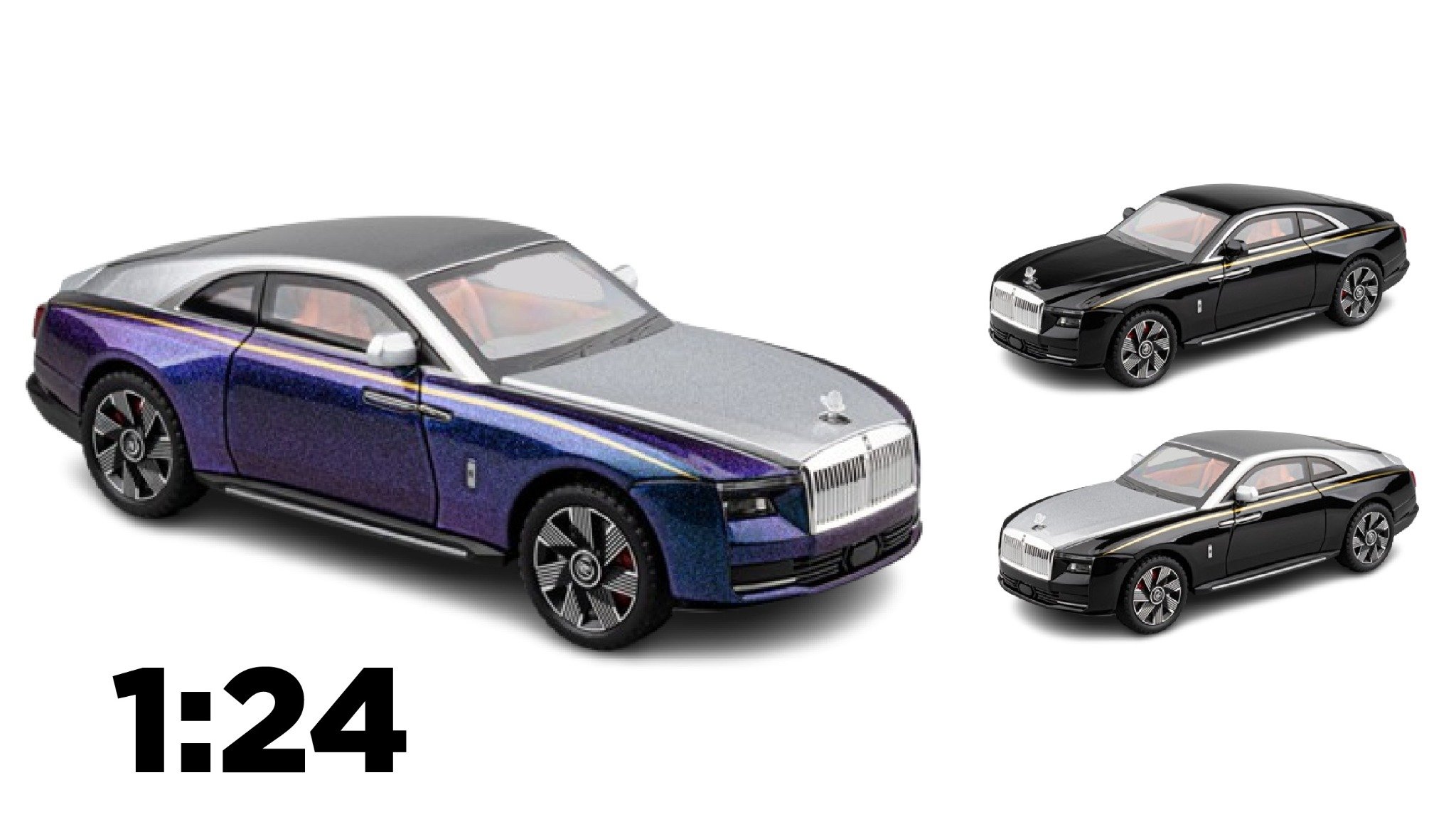 Mô hình xe Rolls Royce Spectre full open - có đèn - âm thanh tỉ lệ 1:24 Chezhi OT533 