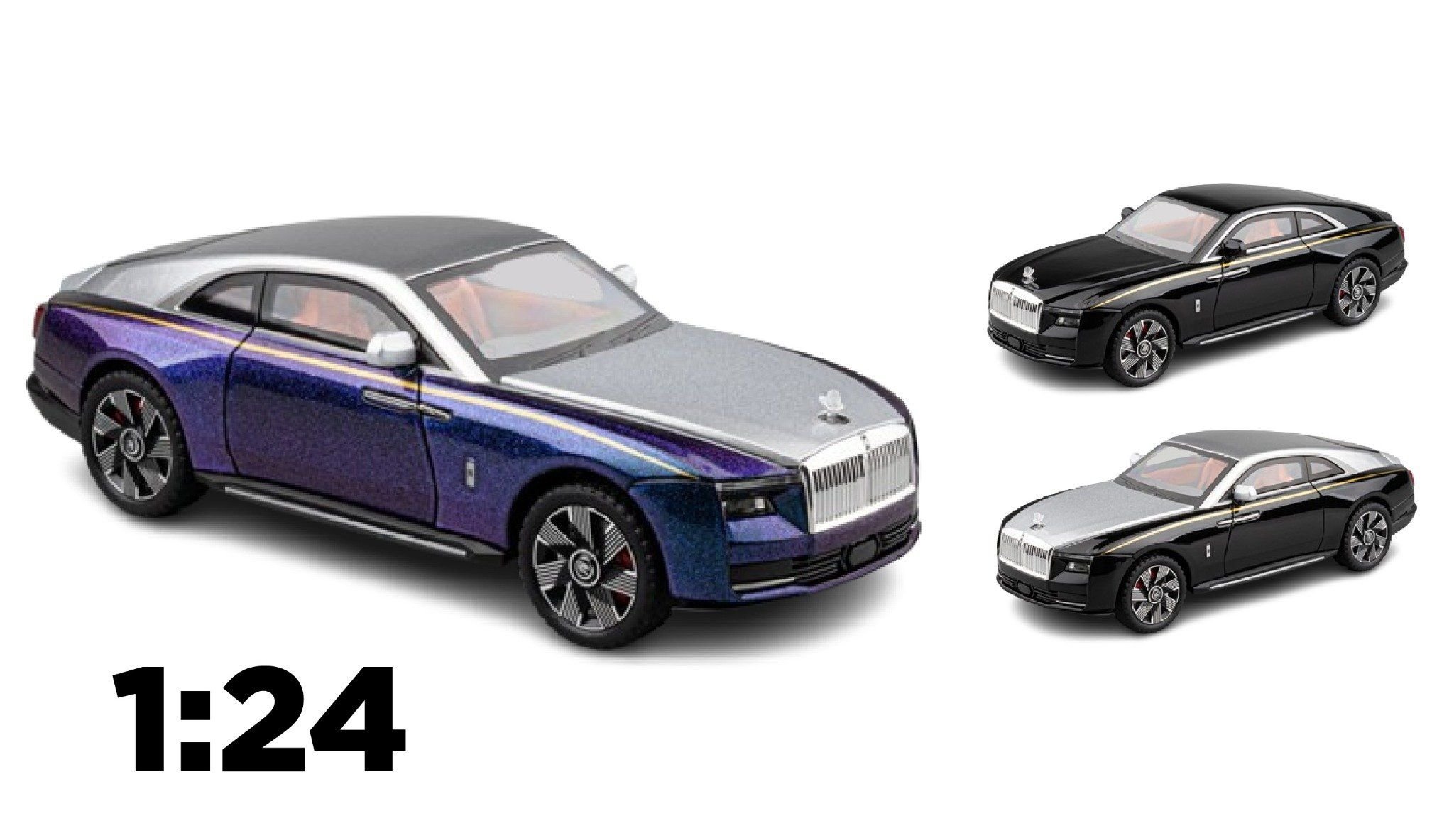  Mô hình xe Rolls Royce Spectre full open - có đèn - âm thanh tỉ lệ 1:24 Chezhi OT533 