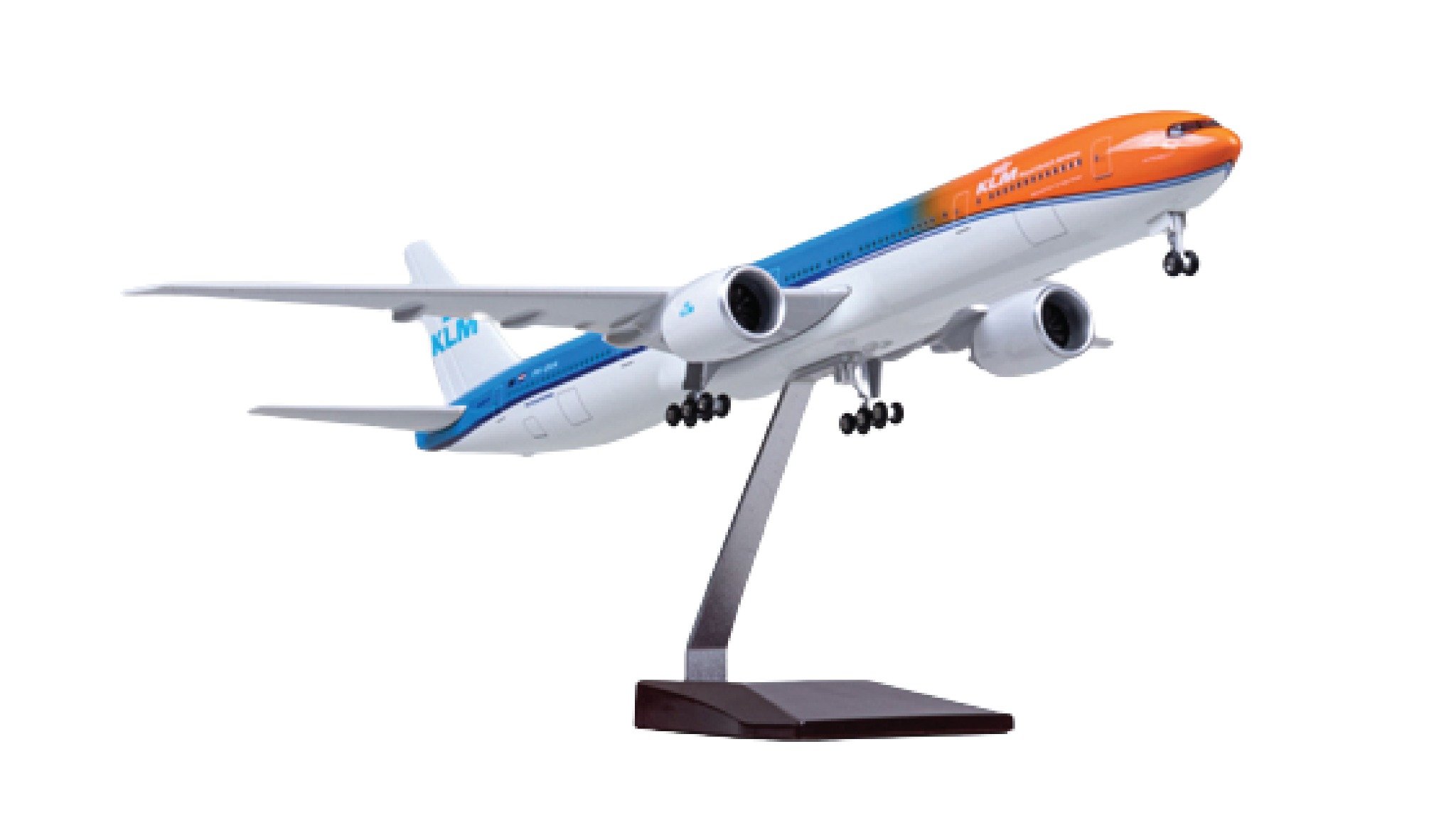  Mô hình máy bay KLM Boeing B777-300ER Hà Lan PH-BVA / Orange Pride livery 47cm 1:160 có đèn led tự động theo tiếng vỗ tay hoặc chạm MB47012 