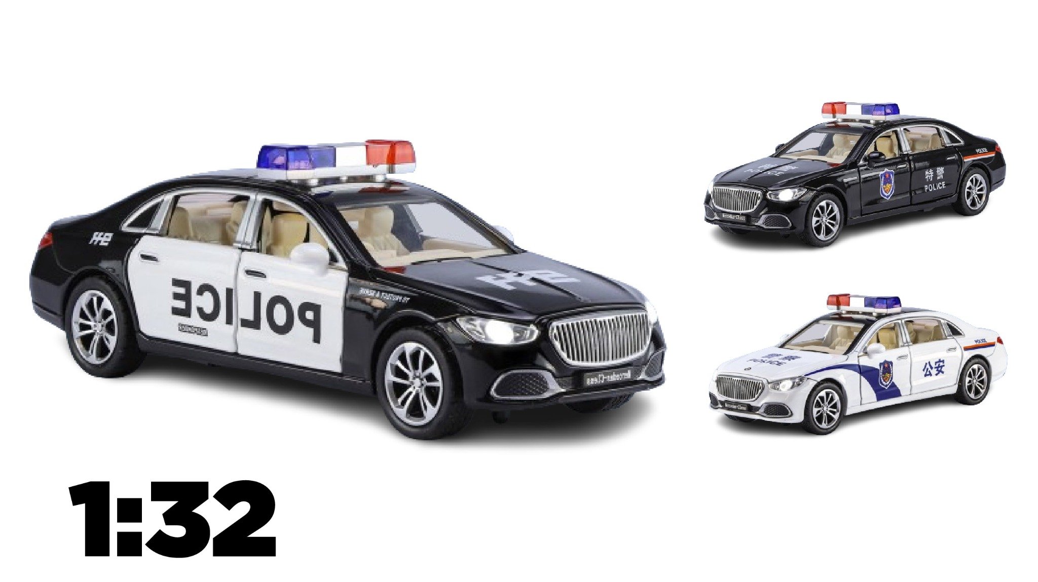  Mô hình xe Mercedes Benz S680 Police full open tỉ lệ 1:32 XHD Model OT514 