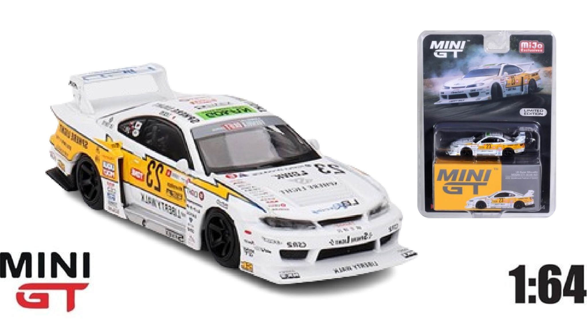  Mô hình xe Nissan LB-Super Silhouette S15 SILVIA #23 2022 bảng card MiniGT 1:64 