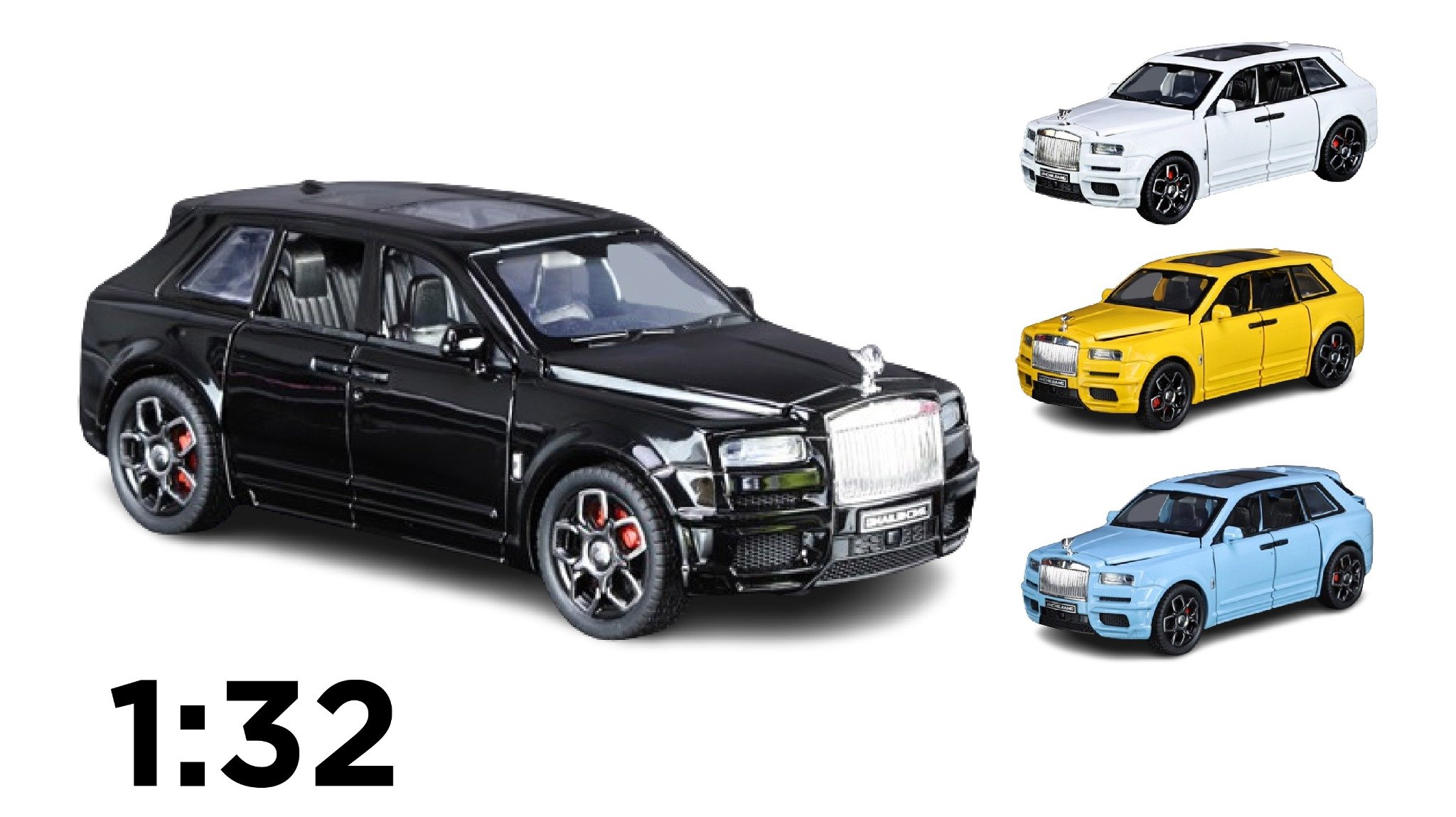  Mô hình xe Rolls Royce Cullinan full open, có đèn và âm thanh tỉ lệ 1:32 JincheJiang Model OT455 