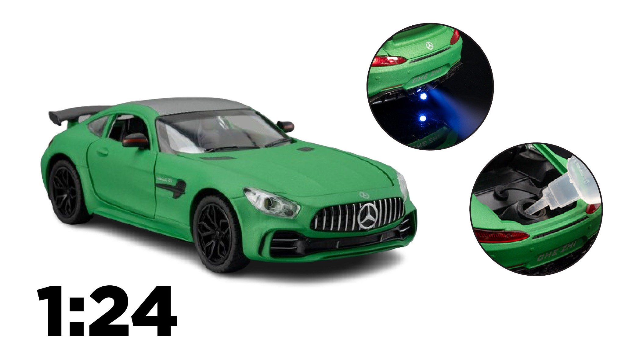 Mô hình xe Mercedes Benz AMG GTR full open - phun khói - đánh lái tỉ lệ 1:24 Chezhi OT482 