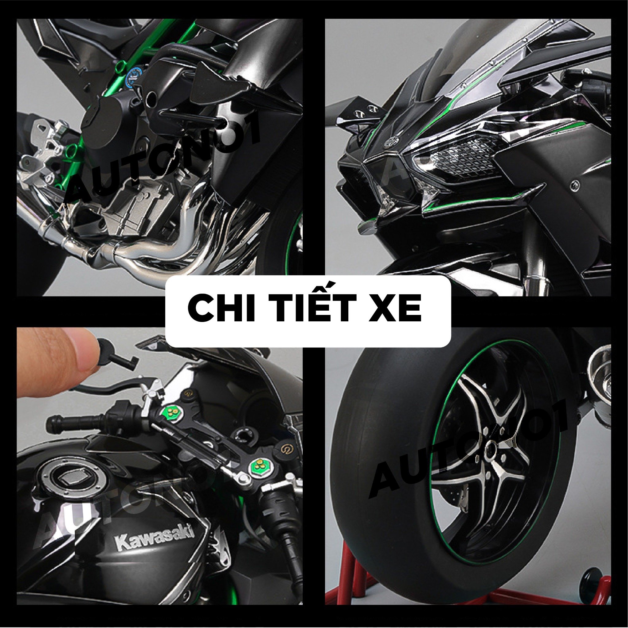  Mô hình xe Kawasaki H2R có động cơ có phun khói tỉ lệ lớn 1:6 XLG MT06001 