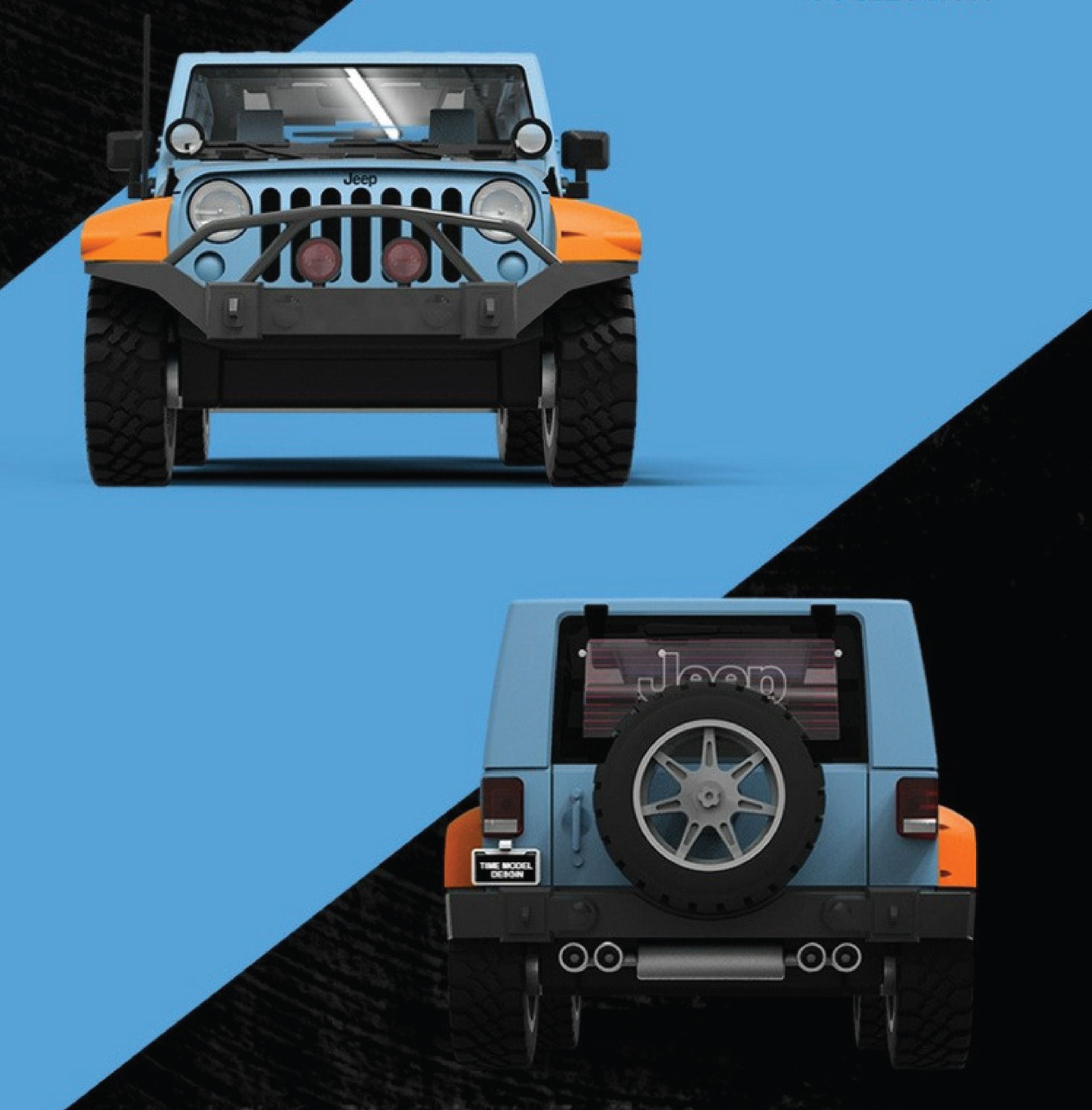  Mô hình xe Jeep Rubicon custom Gulf oil blue orange tỉ lệ 1:64 Time micro 