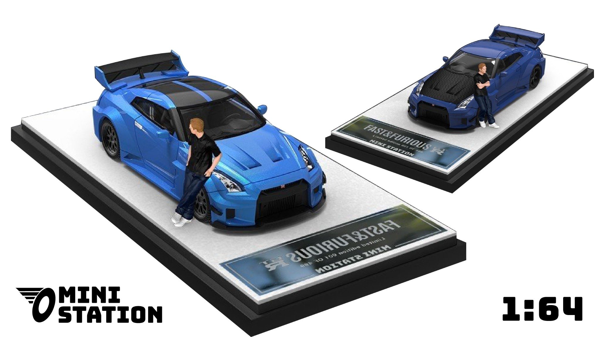  Mô hình xe ô tô Nissan GT R35 3.0 Fast & Furious 6 Brian's Limited 499 pcs tỉ lệ 1:64 Mini Station 