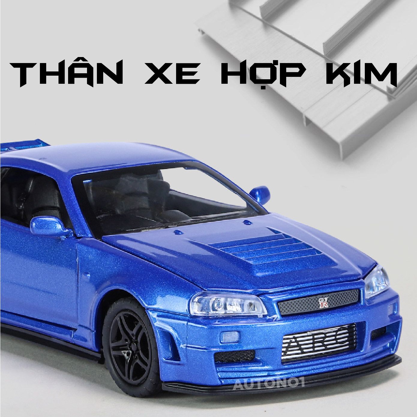  Mô hình xe Nissan GT-R R34 có âm thanh - đèn - full open tỉ lệ 1:32 Chimei model OT459 