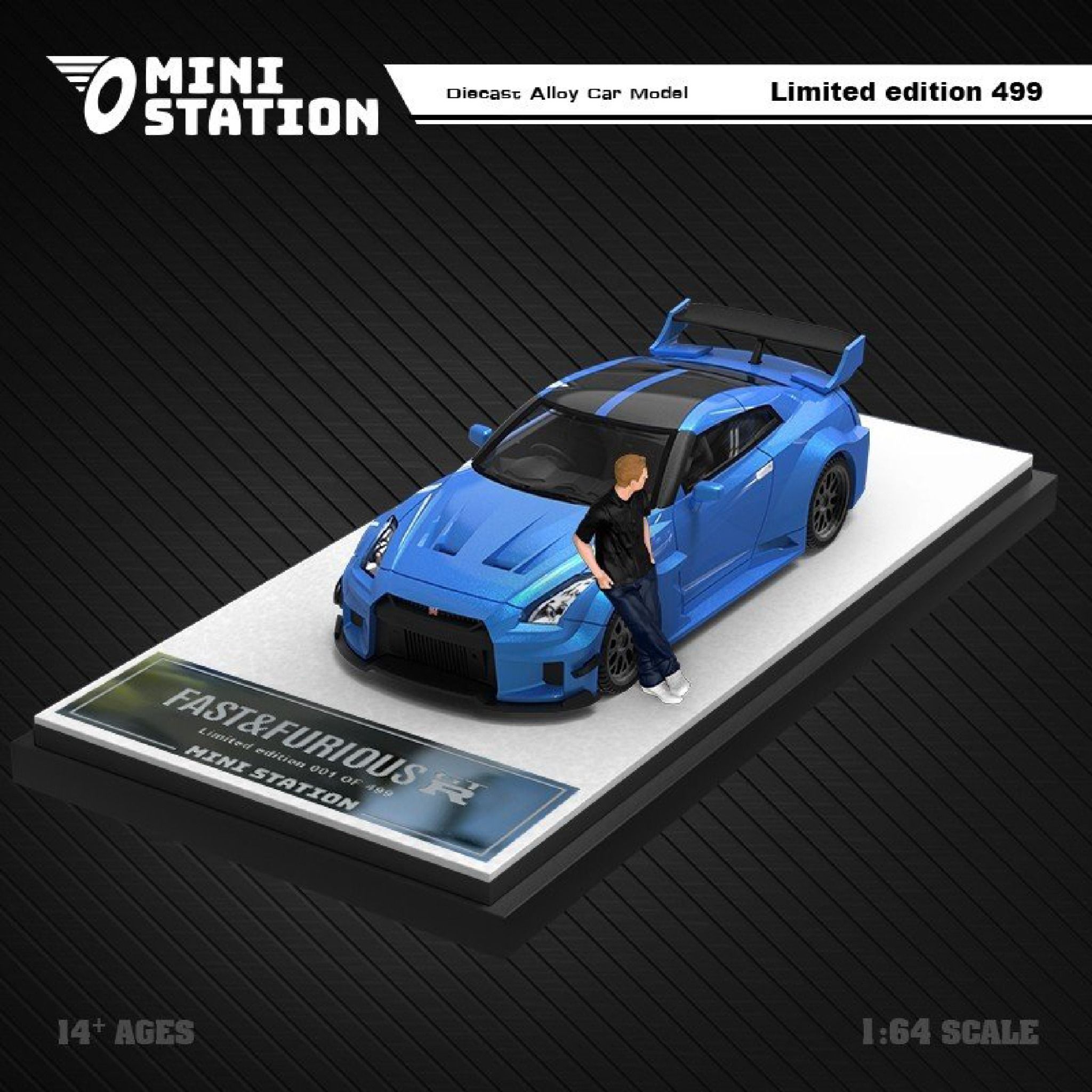  Mô hình xe ô tô Nissan GT R35 3.0 Fast & Furious 6 Brian's Limited 499 pcs tỉ lệ 1:64 Mini Station 