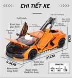  Mô hình Lamborghini Revuelto Hybrid có đèn-đánh lái được-mở full cửa-full kính tỉ lệ 1:24 Alloy Model OT418 