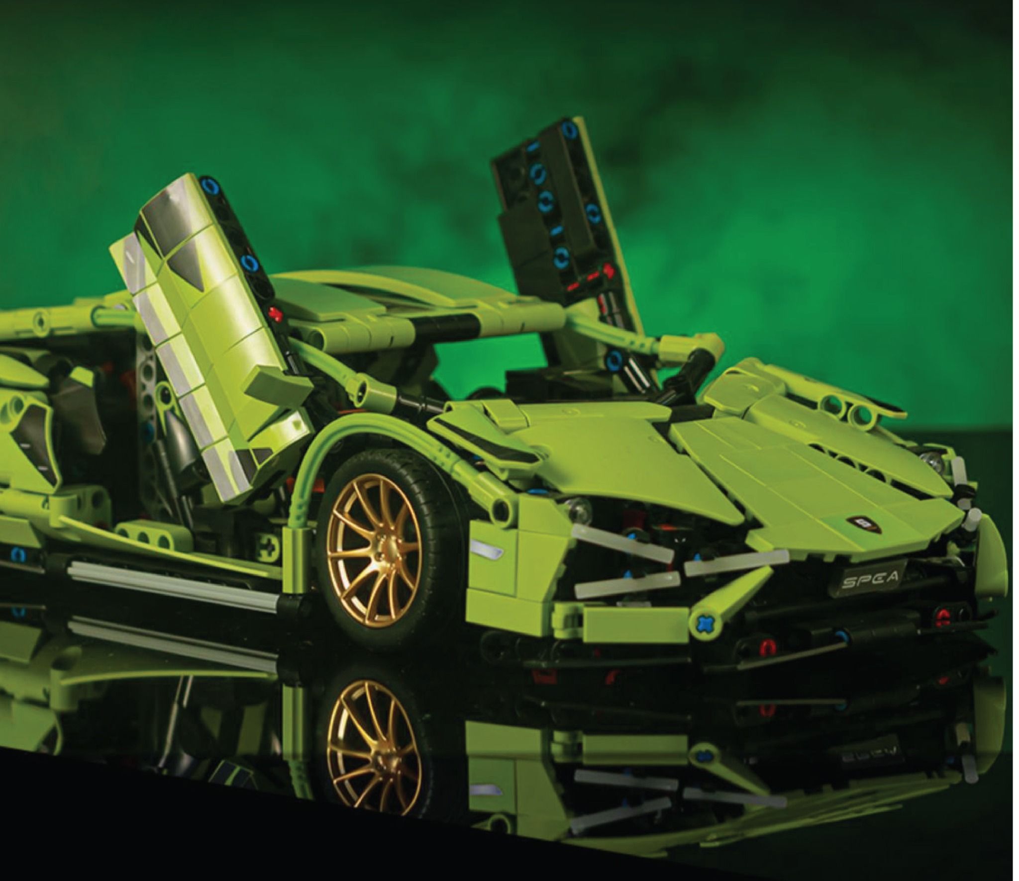  Mô hình xe ô tô lắp ghép Lamborghini Sian green 1250 pcs tỉ lệ 1:14 LG018 