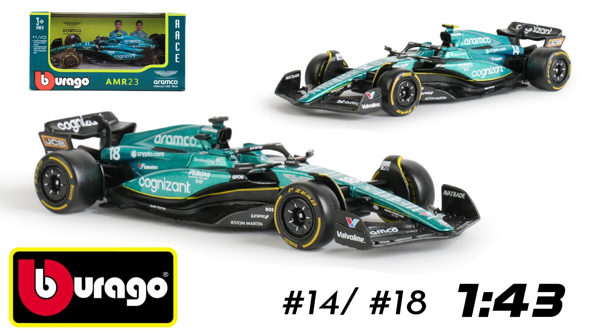  Mô hình xe đua F1 Formula Aston Martin 2023 AMR23 tỉ lệ 1:43 Bburago OT43003 18-38190 