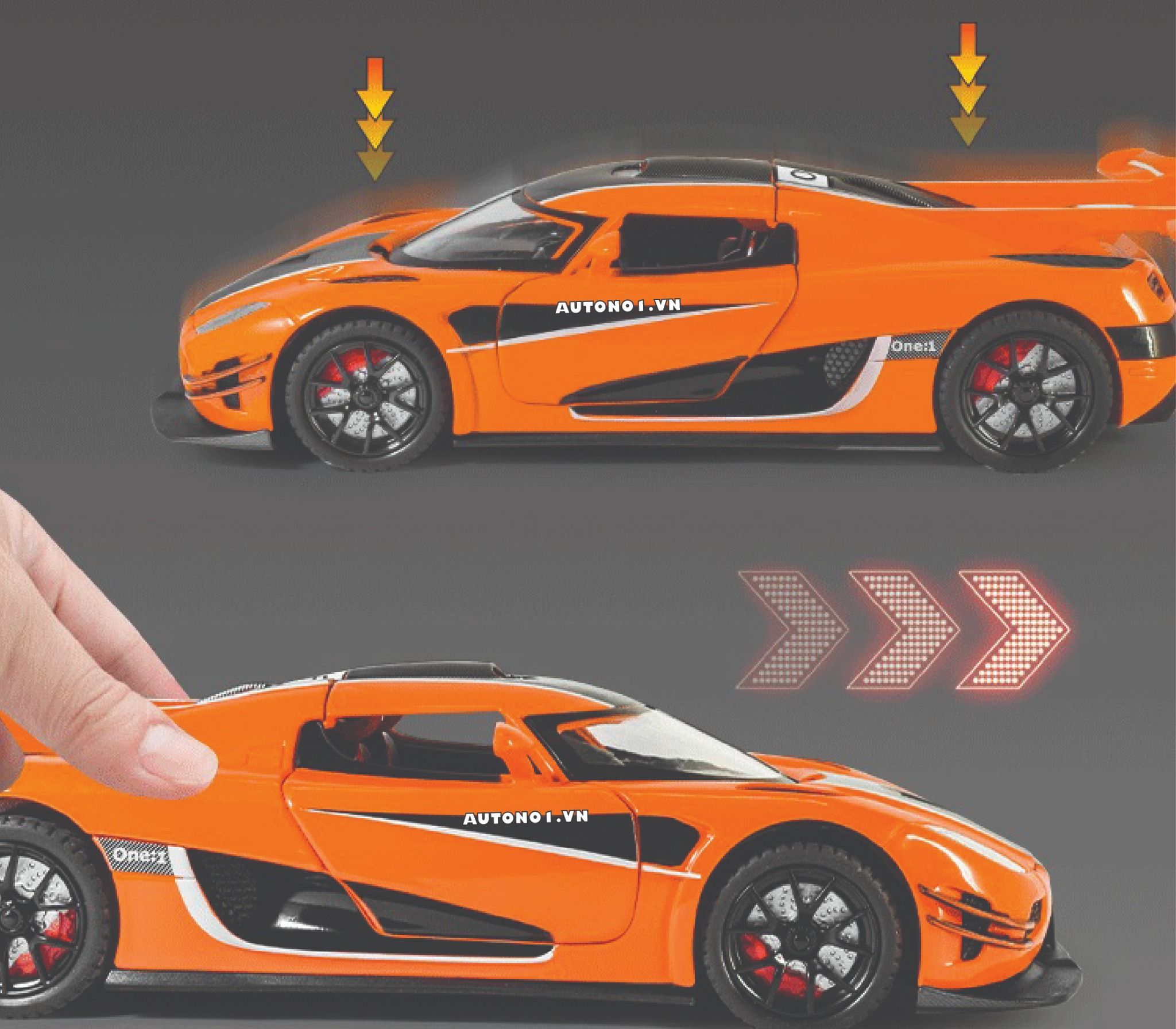  Mô hình xe ô tô Koenigsegg One:1 mở full open - đánh lái được tỉ lệ 1:24 Newao OT313 