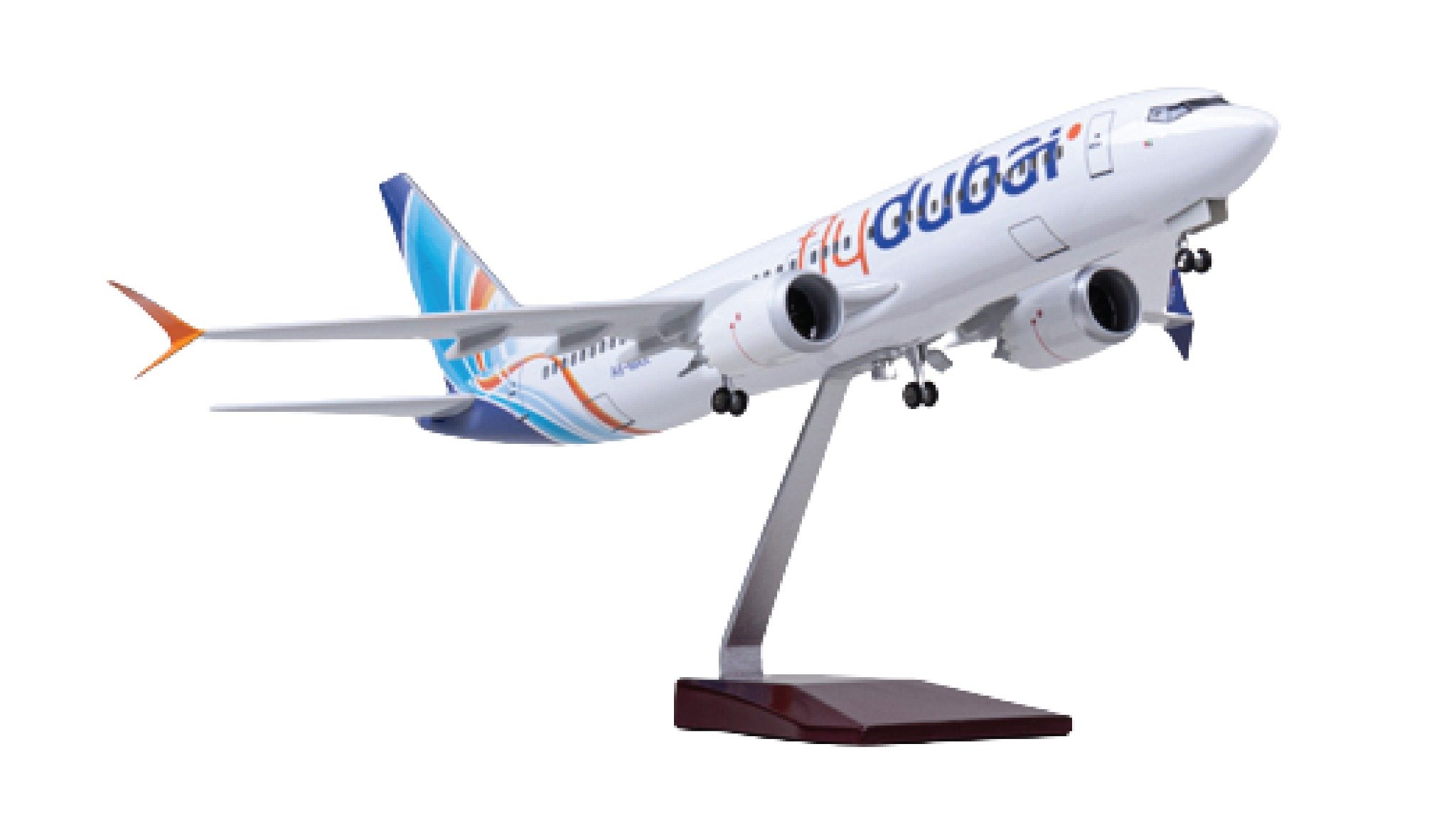  Mô hình máy bay FlyDubai Dubai Boeing B737 MAX 47cm 1:85 có đèn led tự động theo tiếng vỗ tay hoặc chạm MB47014 