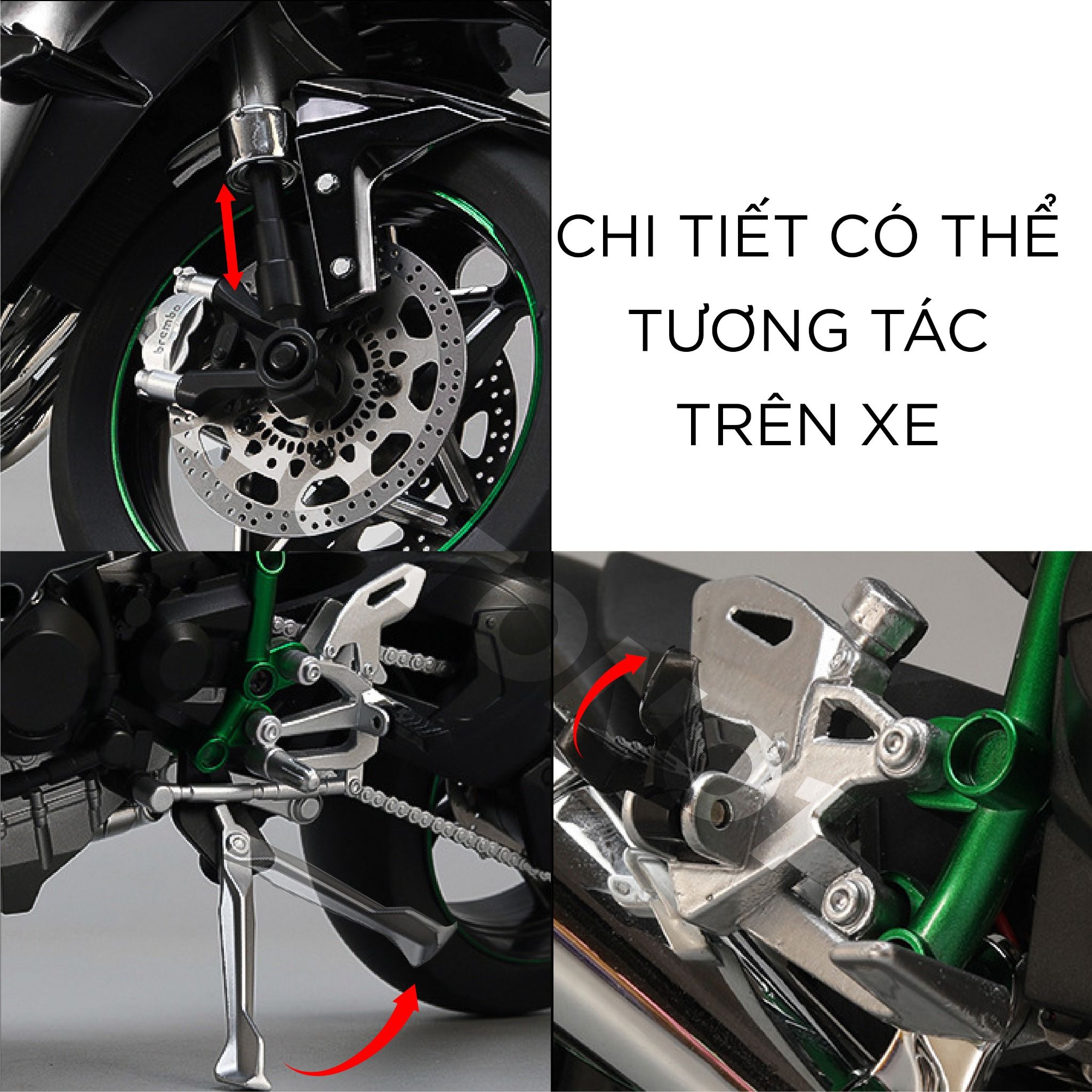 Mô hình xe Kawasaki H2 có động cơ có phun khói tỉ lệ lớn 1:6 XLG