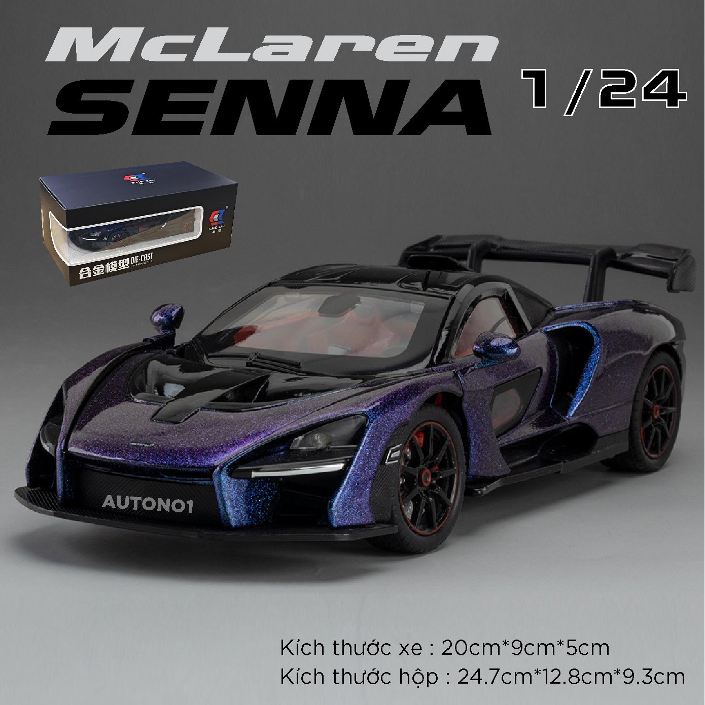 Mô hình xe McLaren Senna full open - có đèn - âm thanh tỉ lệ 1:24 Chezhi OT24045 