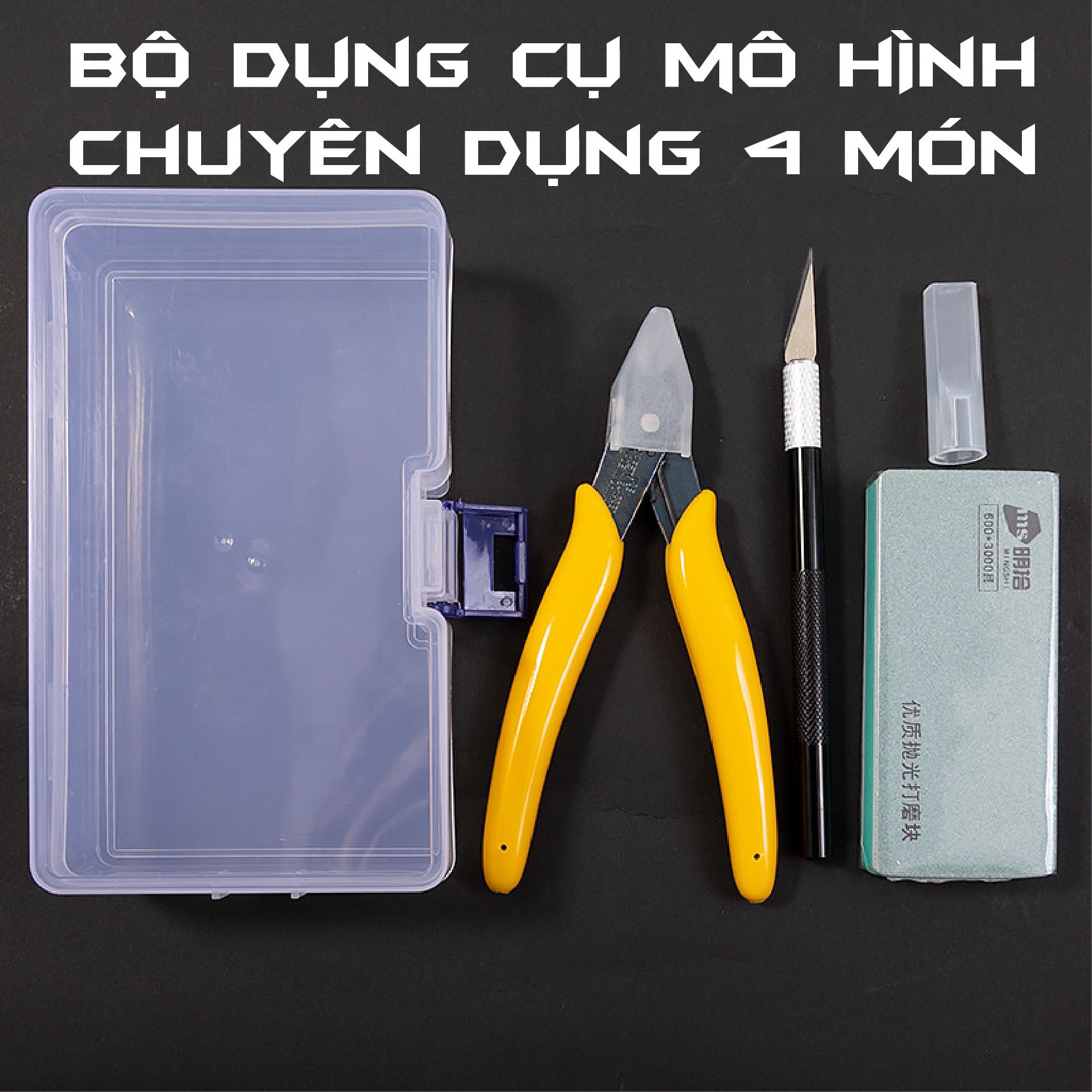  Bộ 4 món dụng cụ kềm - dao - mút nhám dành cho mô hình PK457 