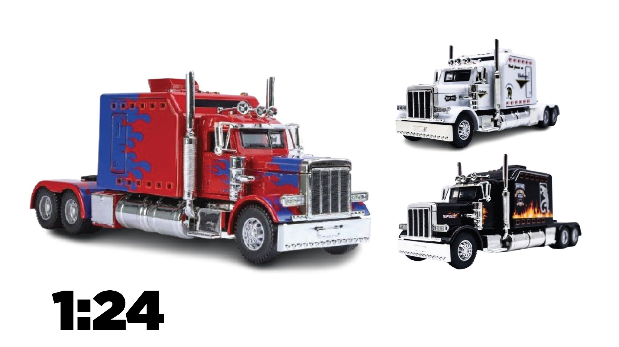  Mô hình xe đầu kéo Mỹ bằng kim loại có âm thanh và đèn tỉ lệ 1:24 HongSen Model OT217 
