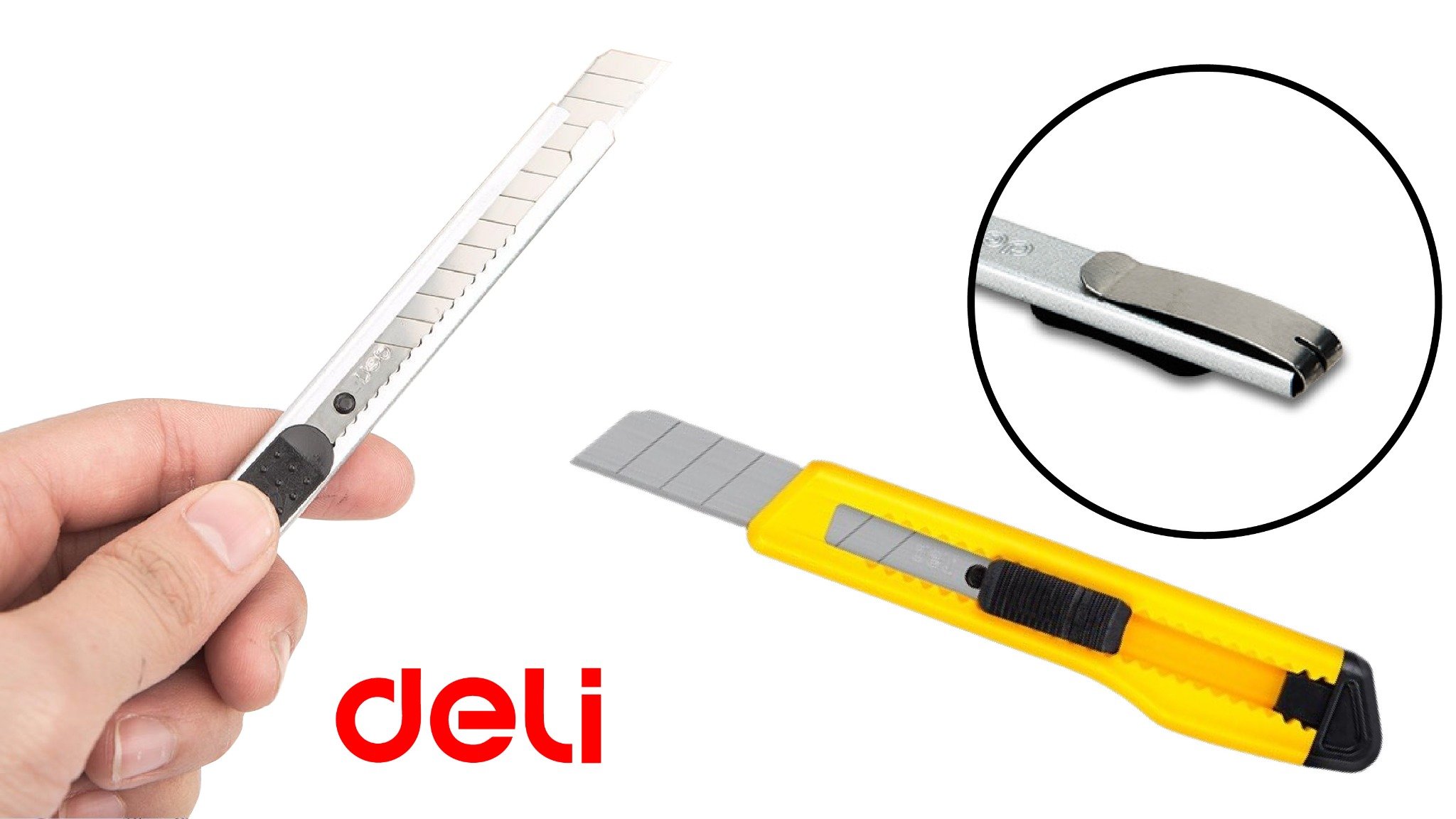  Dụng cụ dao rọc giấy - cắt giấy cán kim loại/cán nhựa Deli PK445 