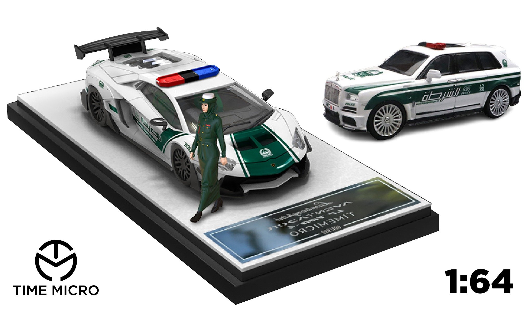  Mô hình xe Lamborghini và Rolls Royce Police Dubai tỉ lệ 1:64 Time micro 