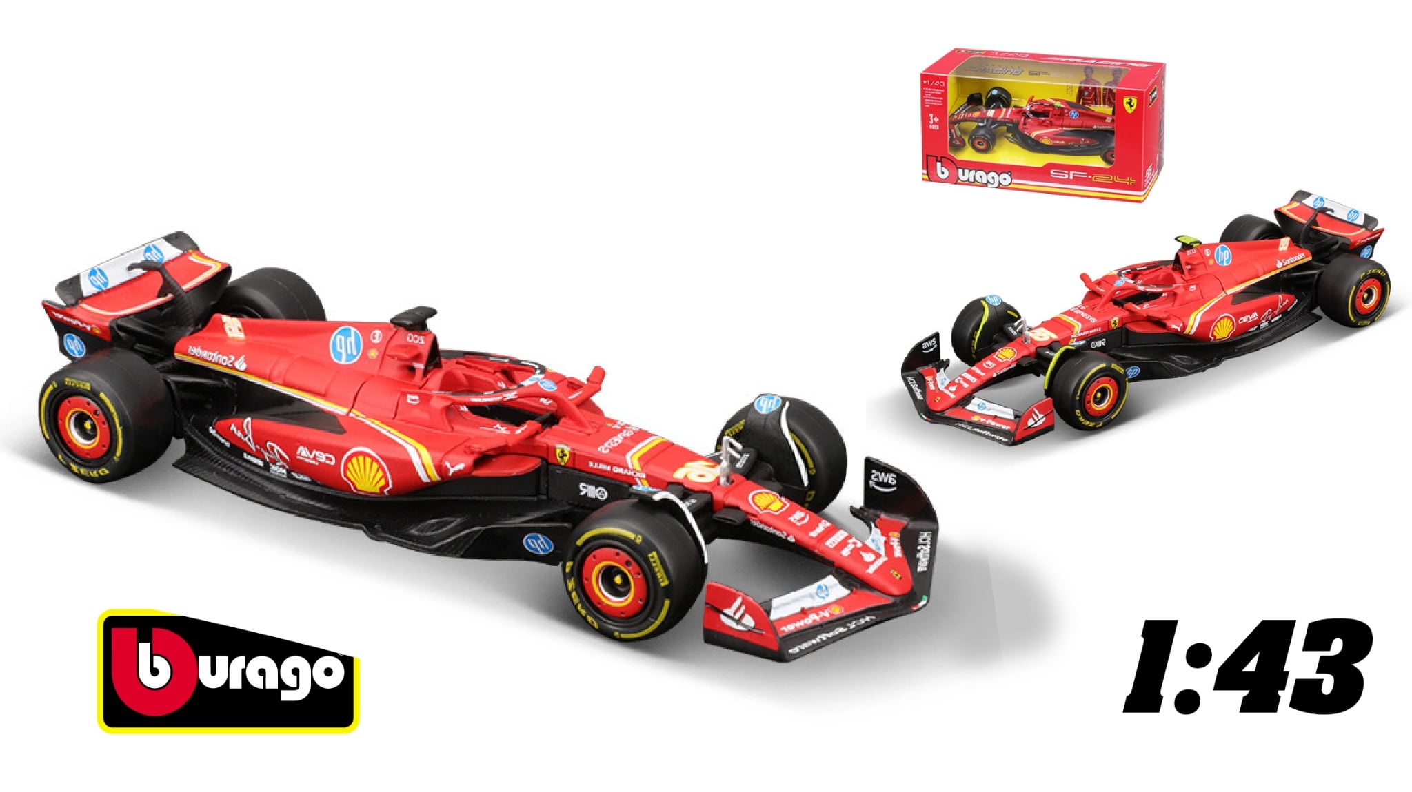  Mô hình xe đua F1 Ferrari Forrmlar SF24 tỉ lệ 1:43 Bburago OT43015 