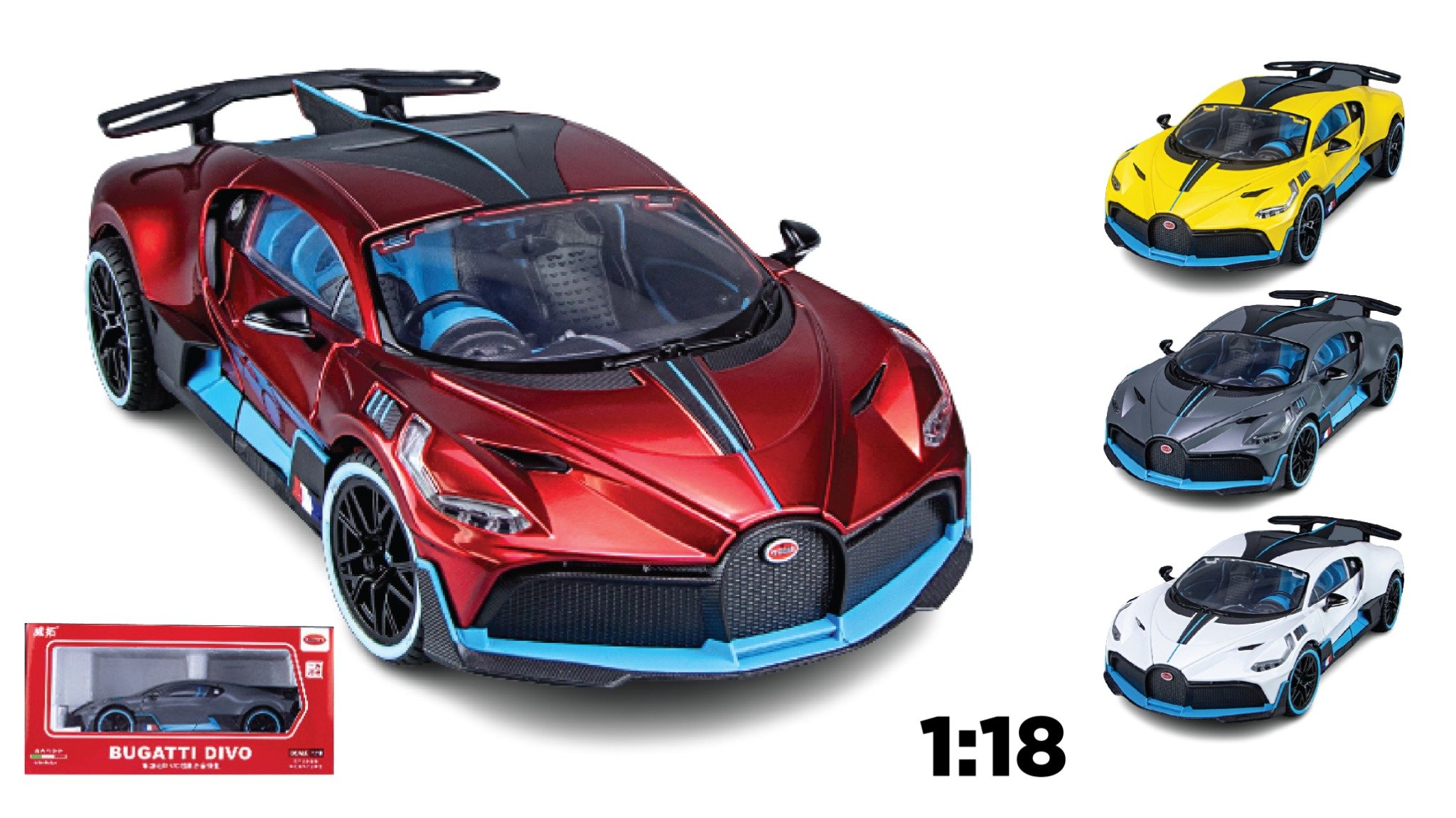  Mô hình xe Bugatti Divo full open - full kính đánh lái được tỉ lệ 1:18 Weitug 