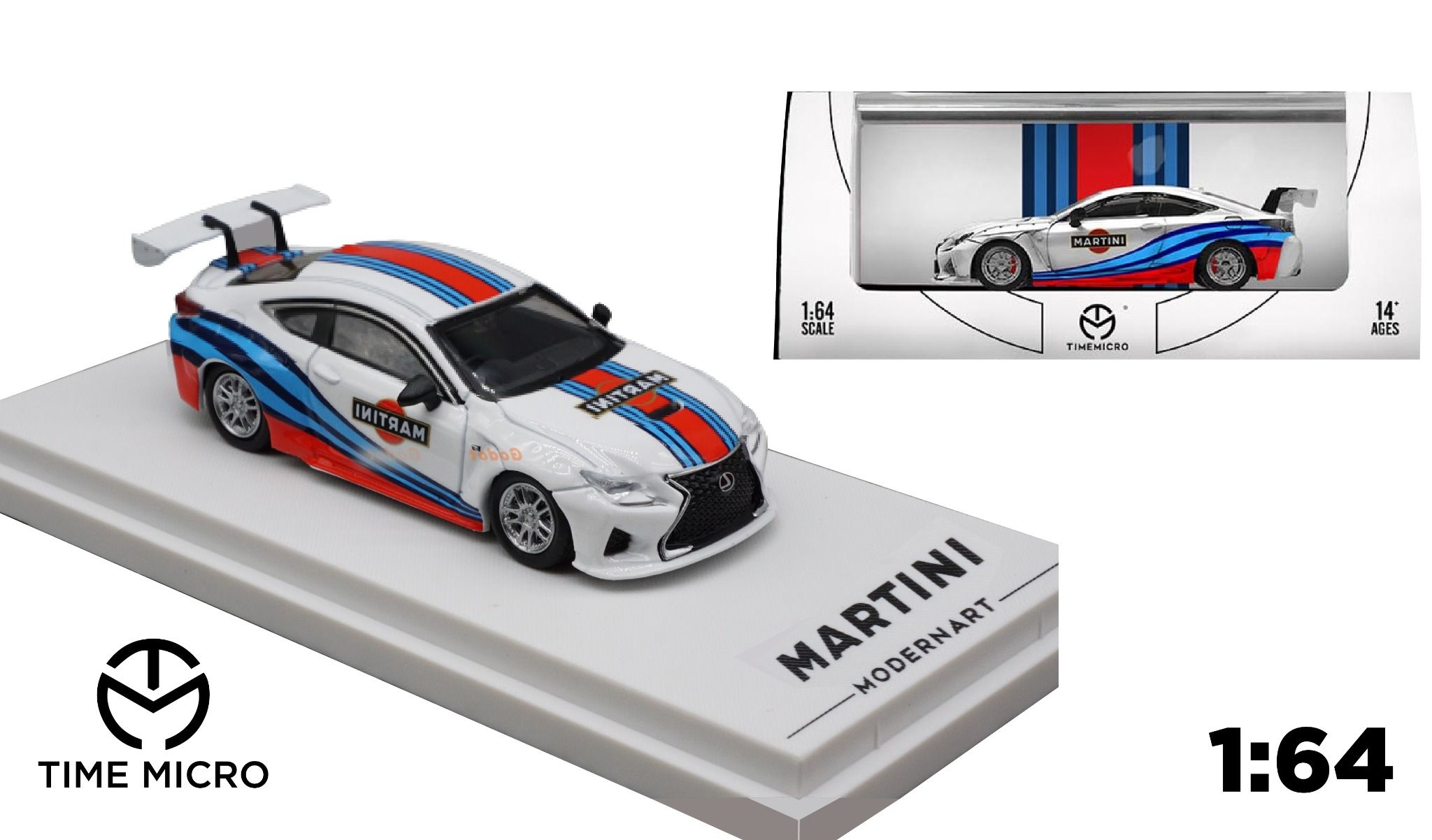  Mô hình xe Lexus Martini Racing white tỉ lệ 1:64 TM641811 Time micro 