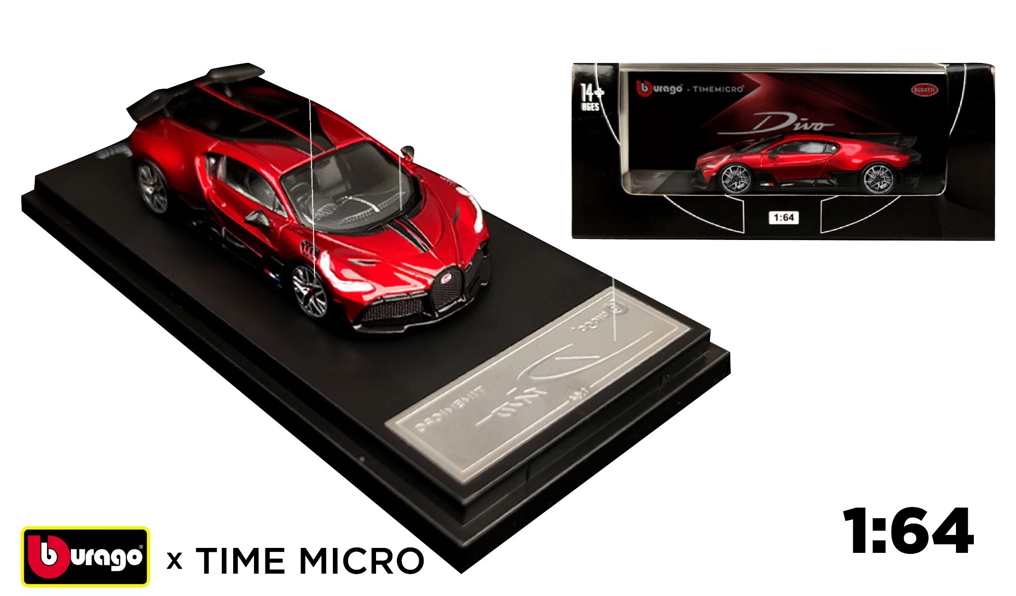  Mô hình xe Bugatti Divo Red Bburago x Time micro tỉ lệ 1:64 18-59159 