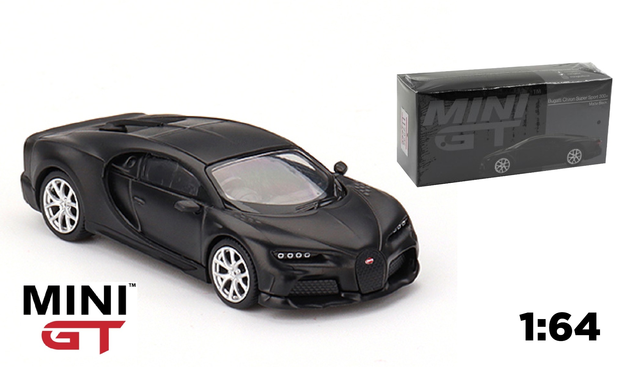  Mô hình xe Bugatti Chiron Super Sport 300+ Matte Black LHD 1:64 MiniGT 