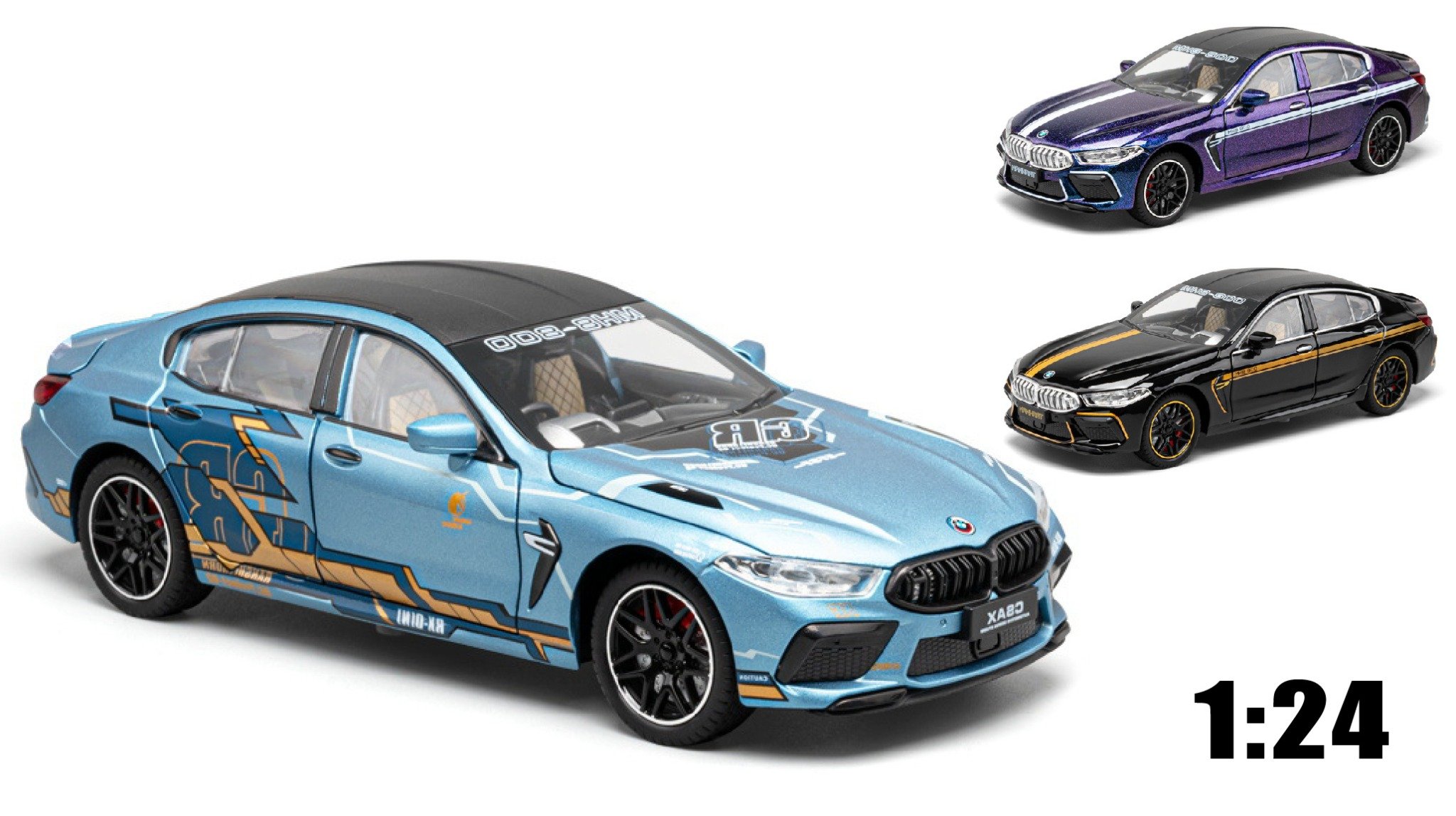  Mô hình xe ô tô BMW M8 Series full open - full kính - đánh lái được - có âm thanh - đèn tỉ lệ 1:24 Chezhi OT524 