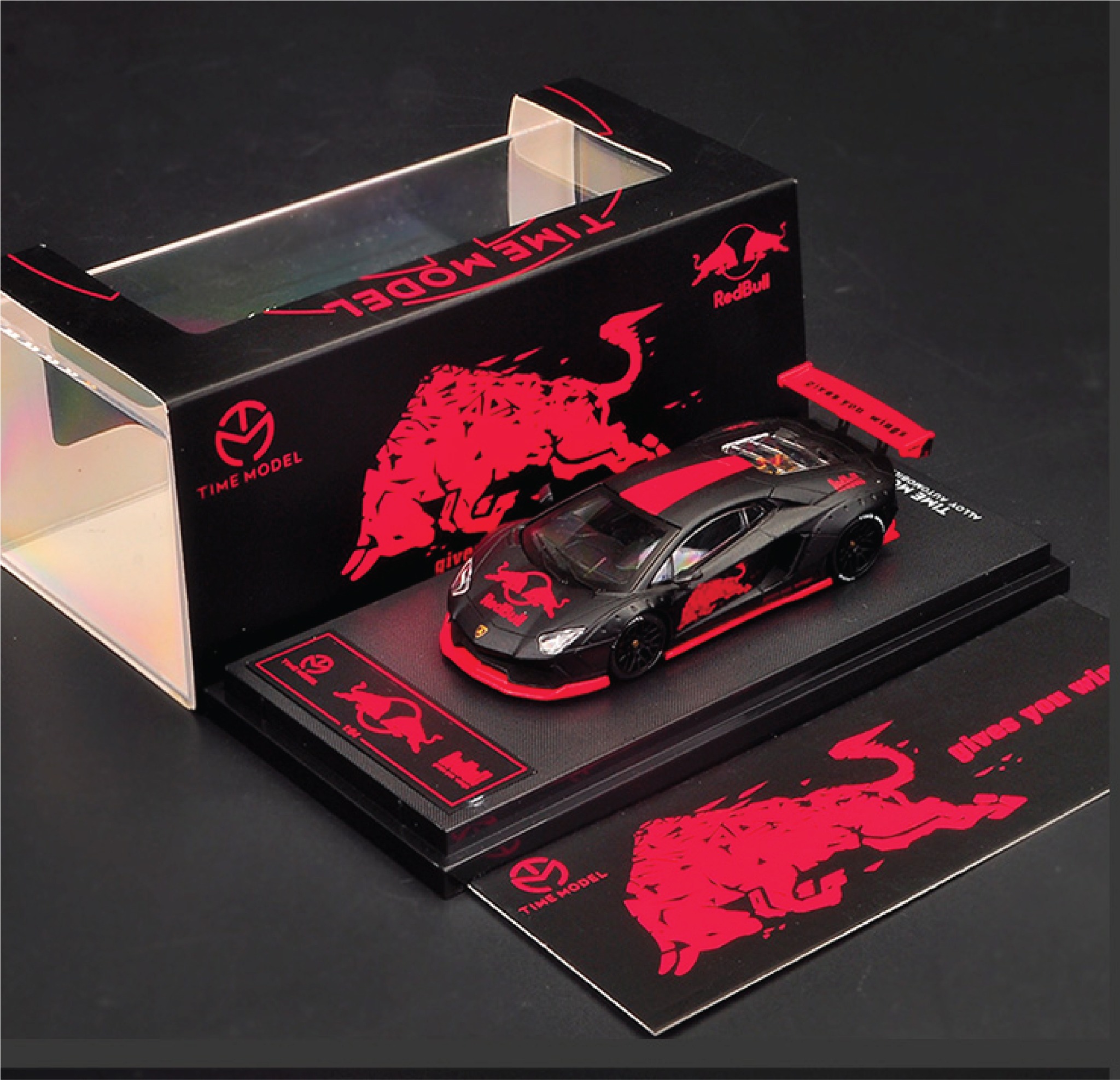  Mô hình xe Lamborghini Aventador LP700 1.0 Red Bull Cool Black tỉ lệ 1:64 TM640205 Time Micro 