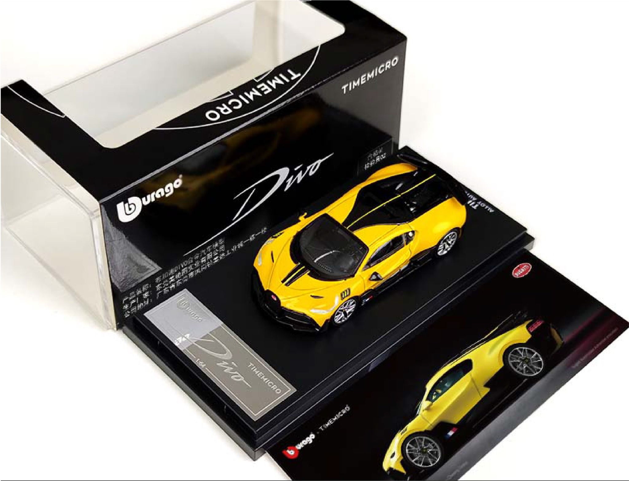  Mô hình xe Bugatti Divo yellow Bburago x Time micro tỉ lệ 1:64 TM640906 