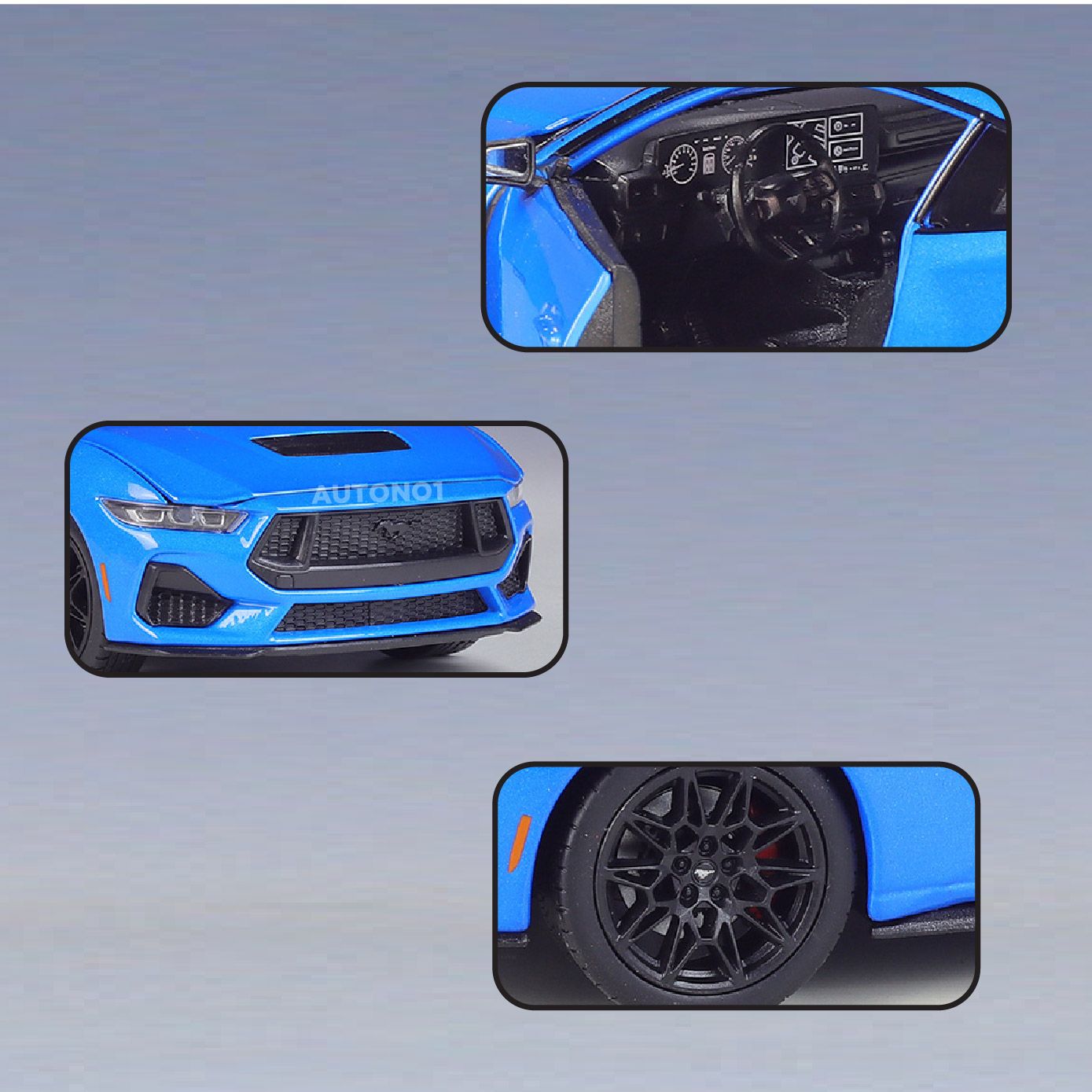  Mô hình xe Ford Mustang GT 2024 full open - đánh lái được tỉ lệ 1:25 Welly OT529 