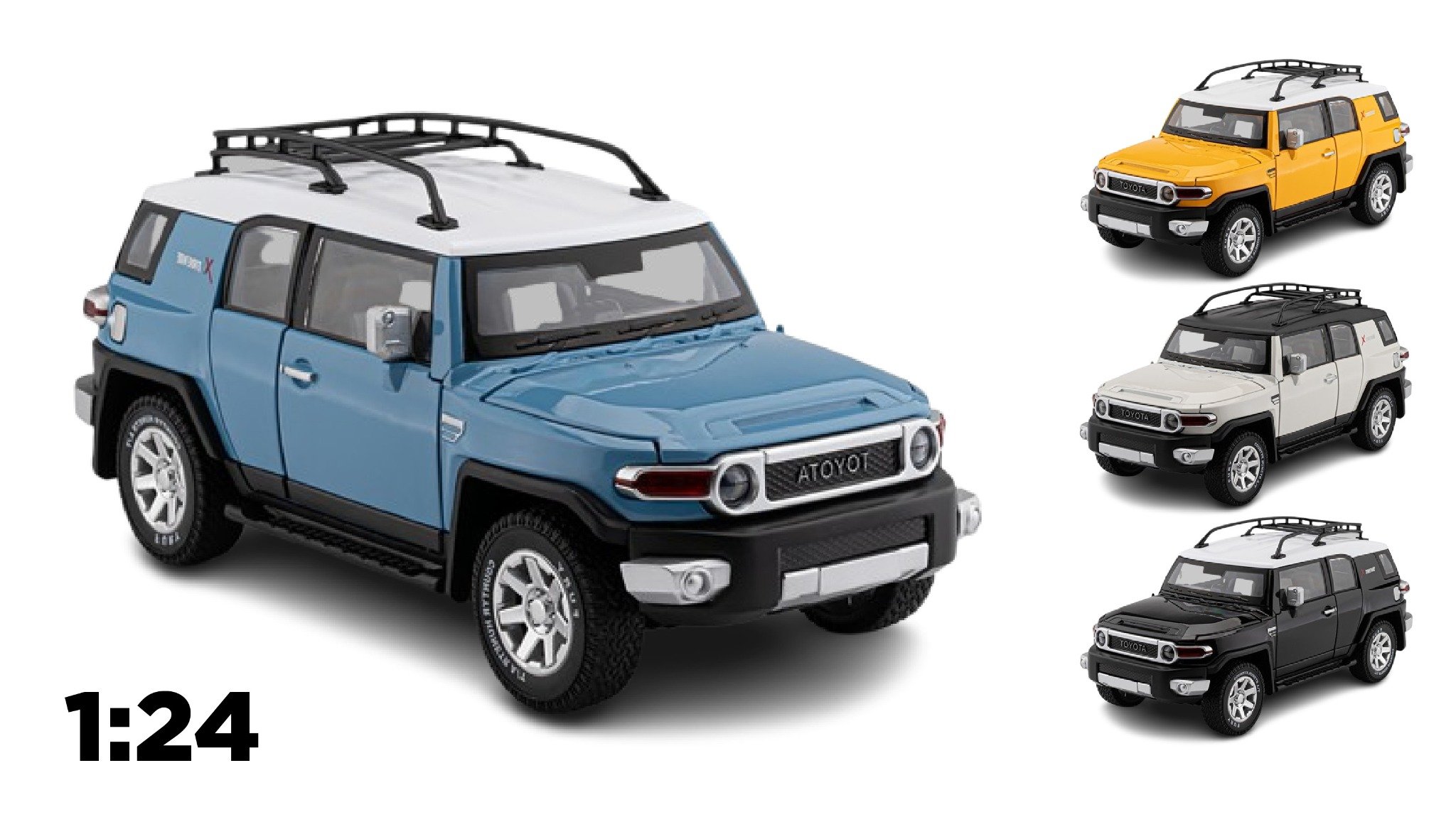  Mô hình xe Toyota FJ full open - full kính - đánh lái được tỉ lệ 1:24 Chezhi OT24029 