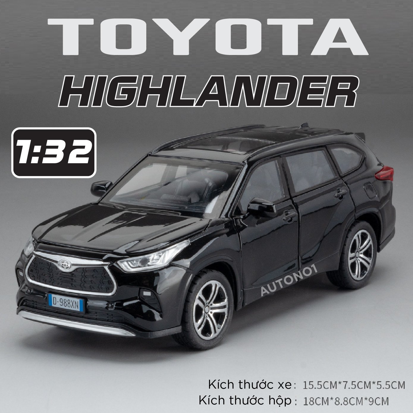  Mô hình xe Toyota Highlander full open tỉ lệ 1:32 Jiaye Model OT564 