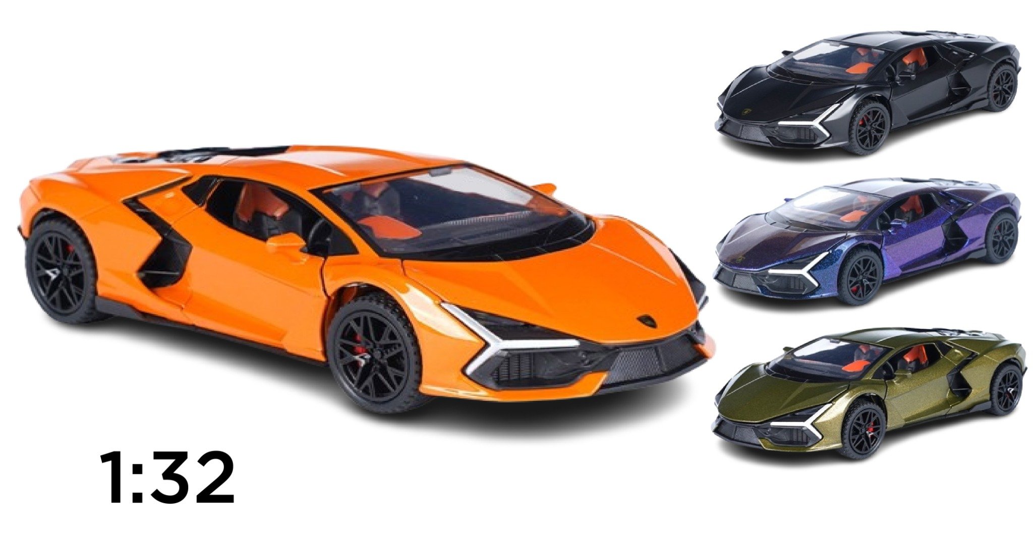  Mô hình Lamborghini Revuelto Hybrid có đèn kéo trớn mở full cửa 1:32 Alloy Model OT371 