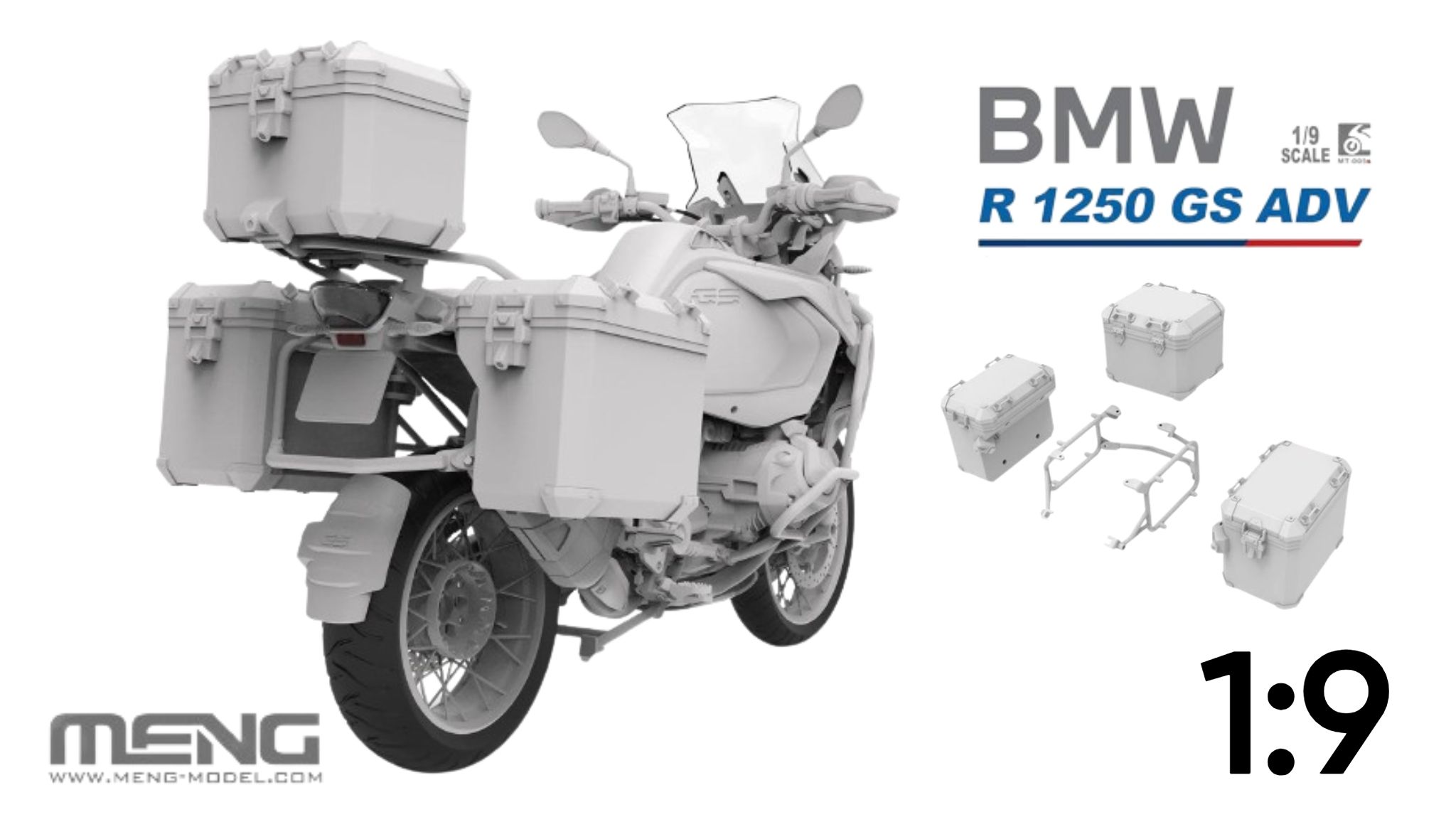  Mô hình 3 thùng kit moto BMW R 1250 GS ADV Meng chưa sơn tỉ lệ 1:9 MT066C 