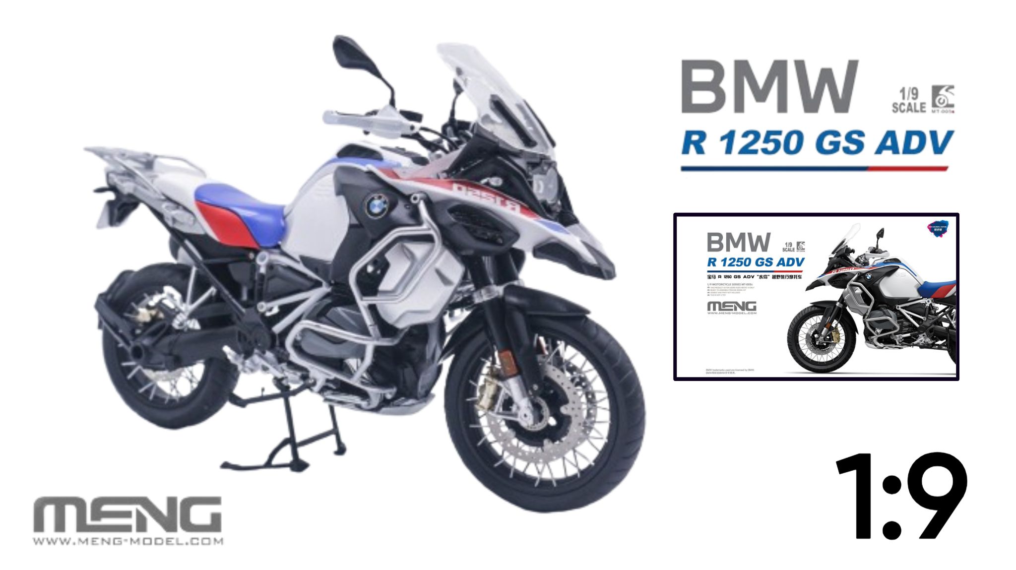 Mô hình kit moto BMW R 1250 GS ADV Meng sơn sẵn tỉ lệ 1:9 MT066A 
