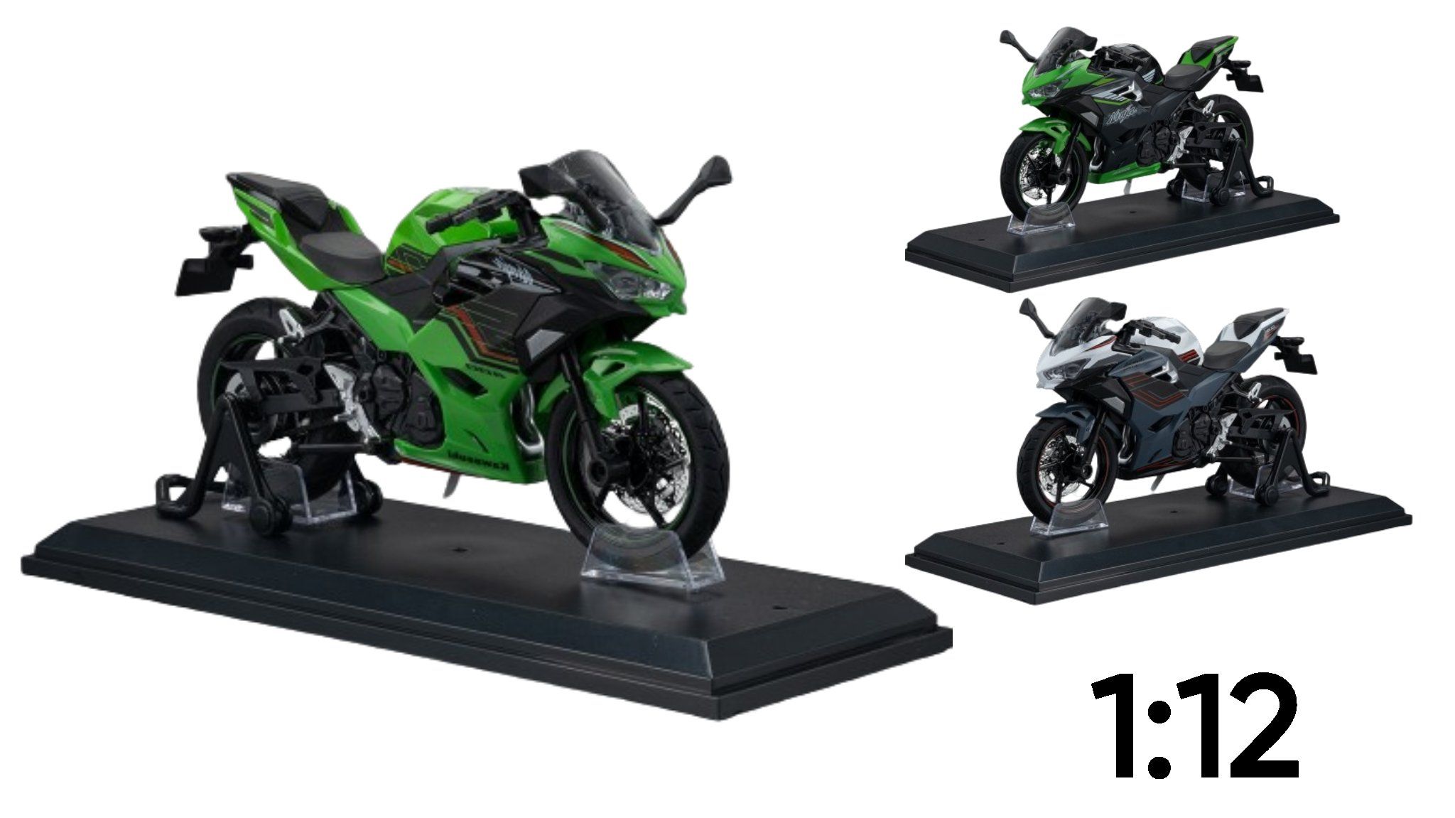  Mô hình xe Kawasaki Ninja 400 có đế tỉ lệ 1:12 Huayi Alloy MT060 