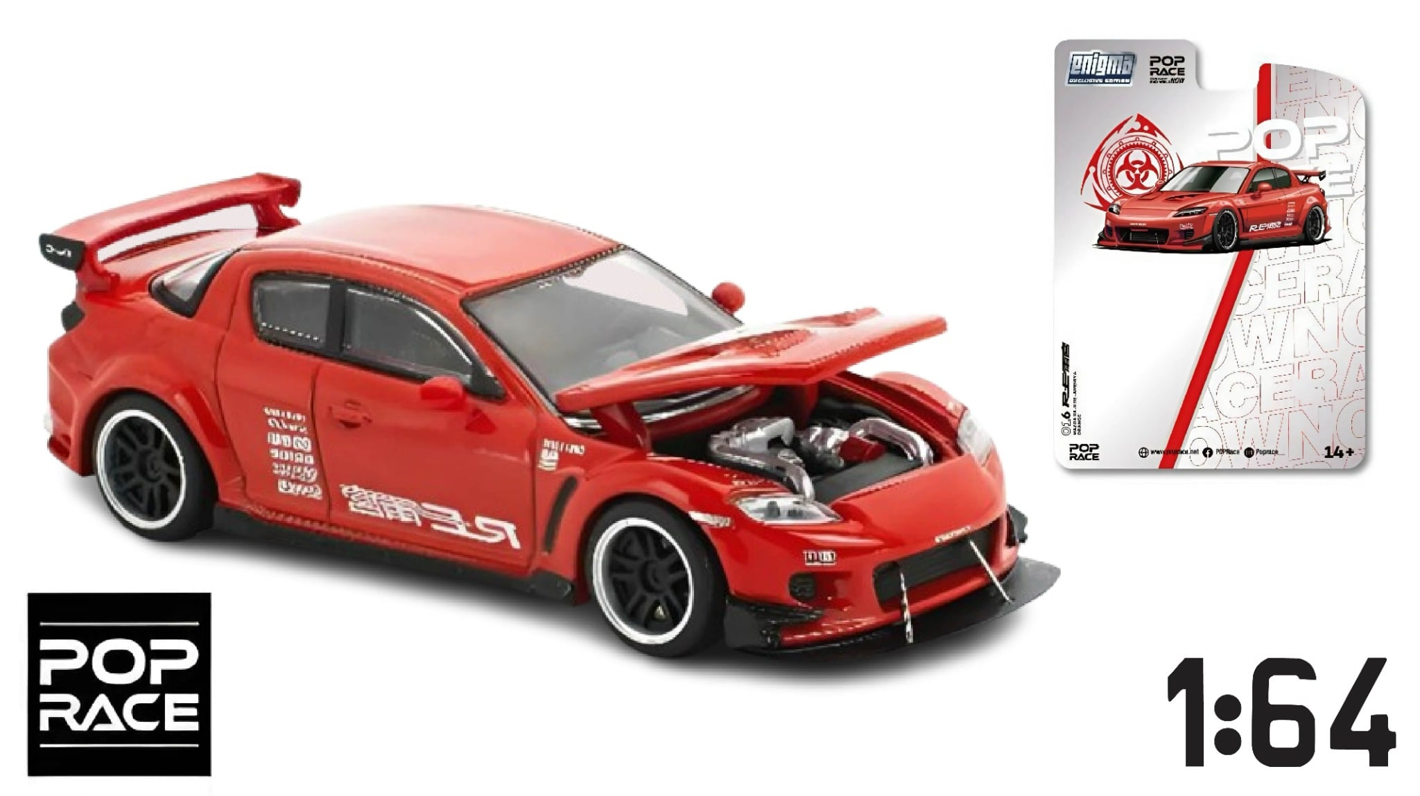  Mô hình xe MAZDA RX-8 RE-AMEMIYA tỉ lệ 1:64 Poprace bản card PRE016 