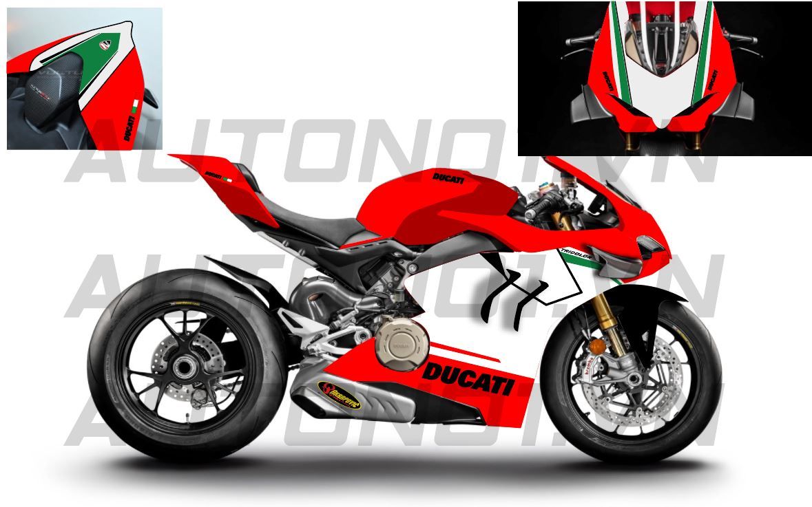  Decal nước độ Ducati V4 Tricolor dán cho mọi nền màu tỉ lệ 1:12 Autono1 DC600B 
