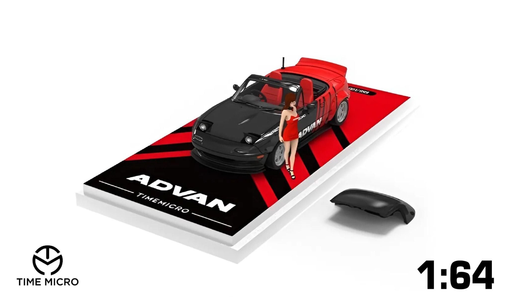  Mô hình xe Mazda MX5-ADVAN có mui tháo rời tỉ lệ 1:64 Time Micro TM646911 