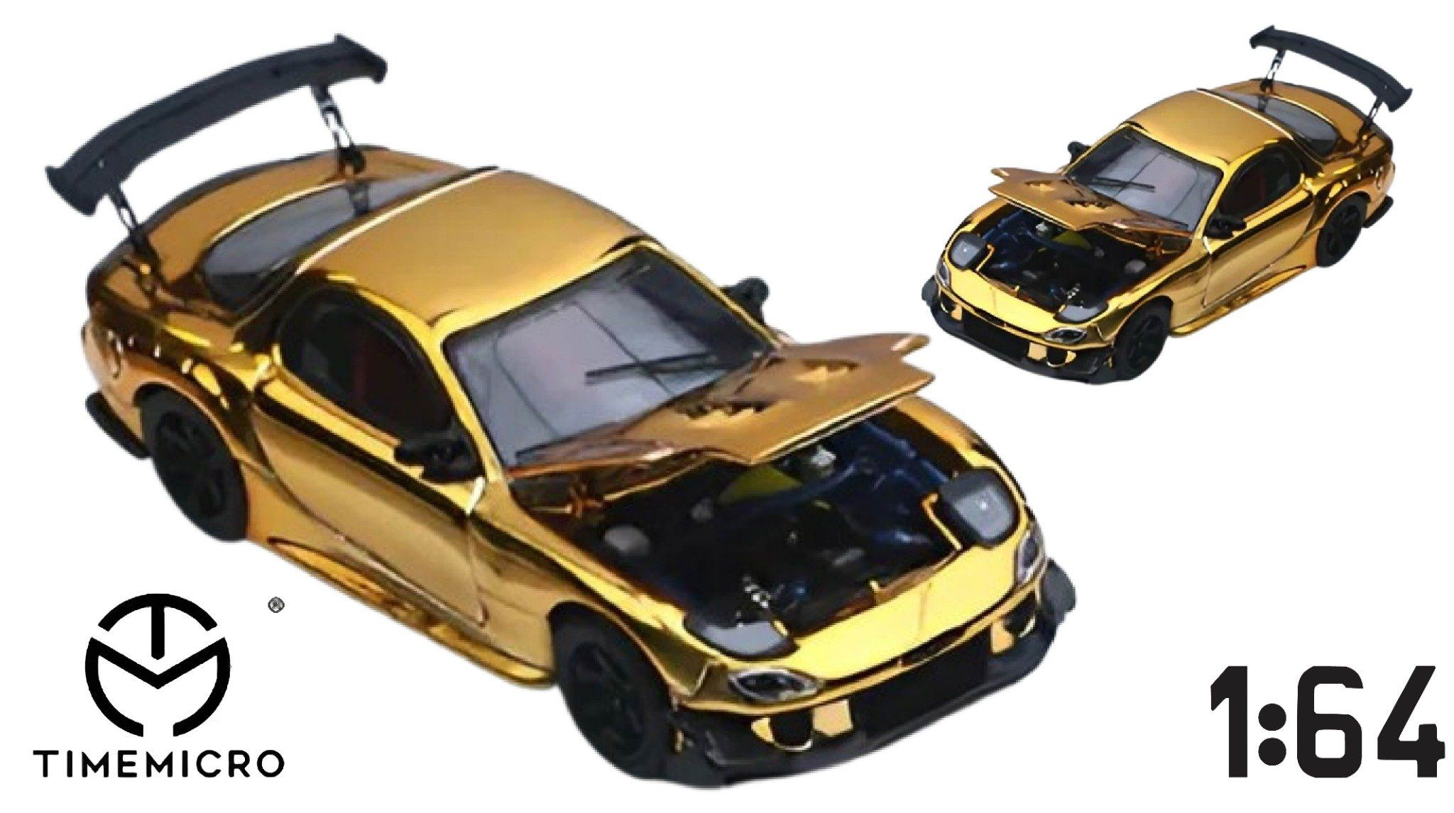  Mô hình xe Mazda RX-7 Amemiya metallic gold tỉ lệ 1:64 Time micro TM647004 