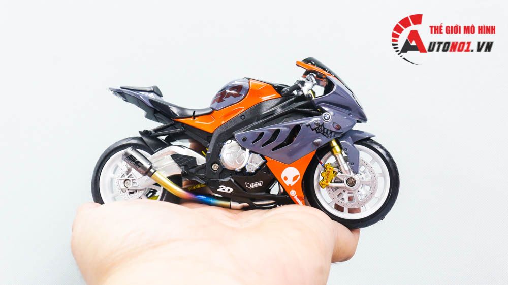  Mô hình xe độ Bmw S1000rr Hàm Cá Mập Gray - Orange - Pô Sc 1:12 Autono1 MSZ D224H 