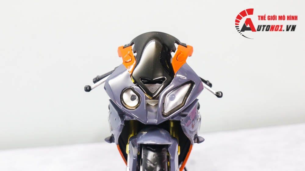 MÔ HÌNH XE BMW S1000RR ĐỘ HÀM CÁ MẬP GRAY - ORANGE - ĐỘ PÔ SC 1:12 AUTONO1 D224H