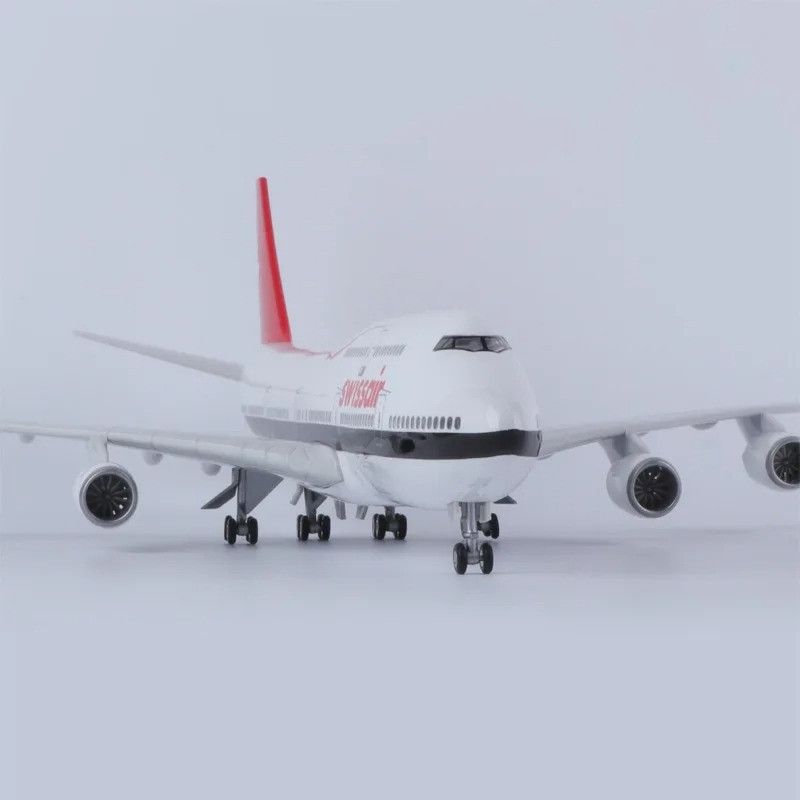  Mô hình máy bay Thụy sĩ Swiss Air Boeing B747 47cm có đèn led tự động theo tiếng vỗ tay hoặc chạm MB47053 